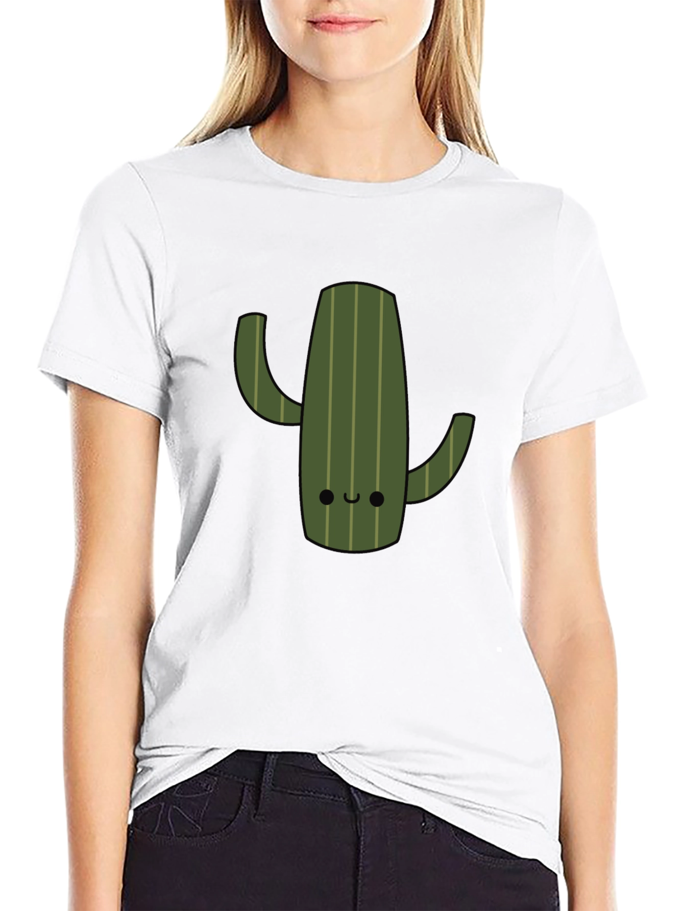 Black Cute Cactus Graphic Tee - Trendy Black T-Shirt view 9