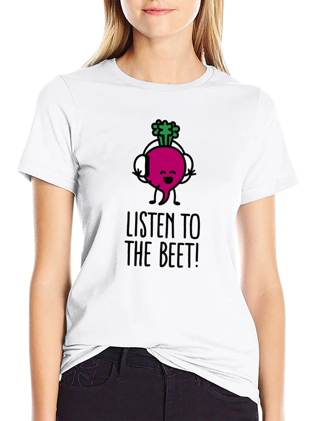 Black Listen to the Beet! Funny Graphic Tee view 9
