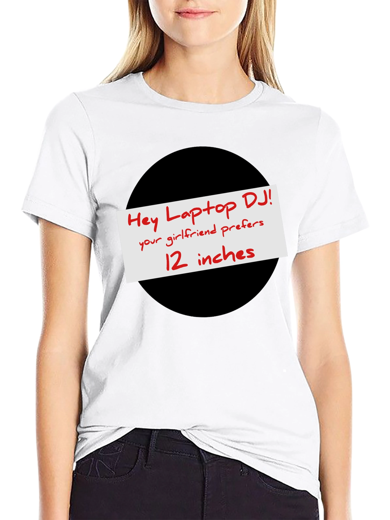 Black Hey Laptop DJ! Humor Tee view 9