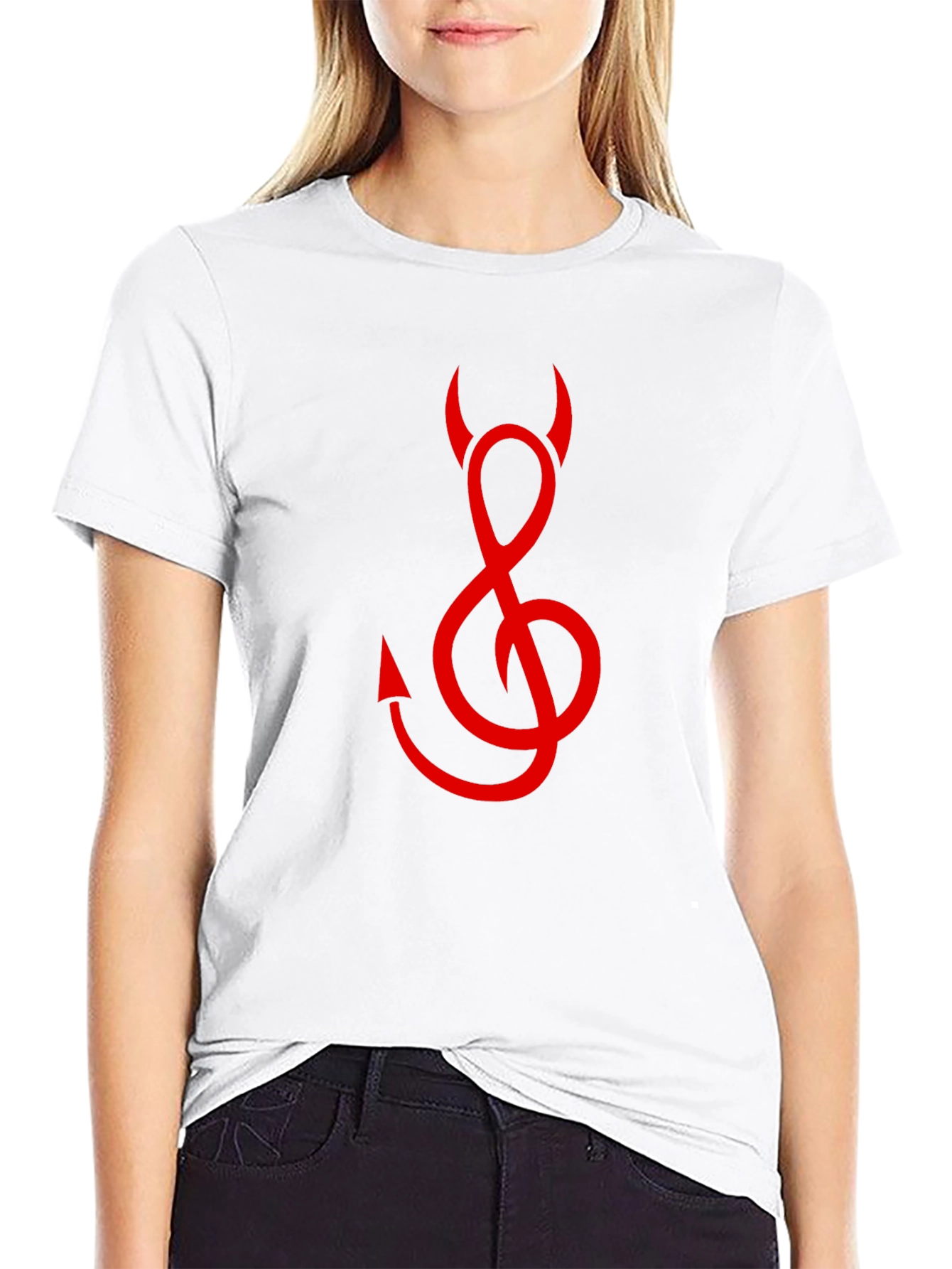 Black Devil Treble Clef Graphic Tee - Black Cotton view 9