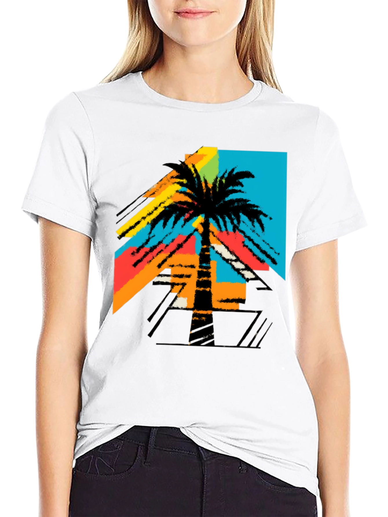 Black Retro Palm Tree Graphic Tee - Black T-Shirt view 9