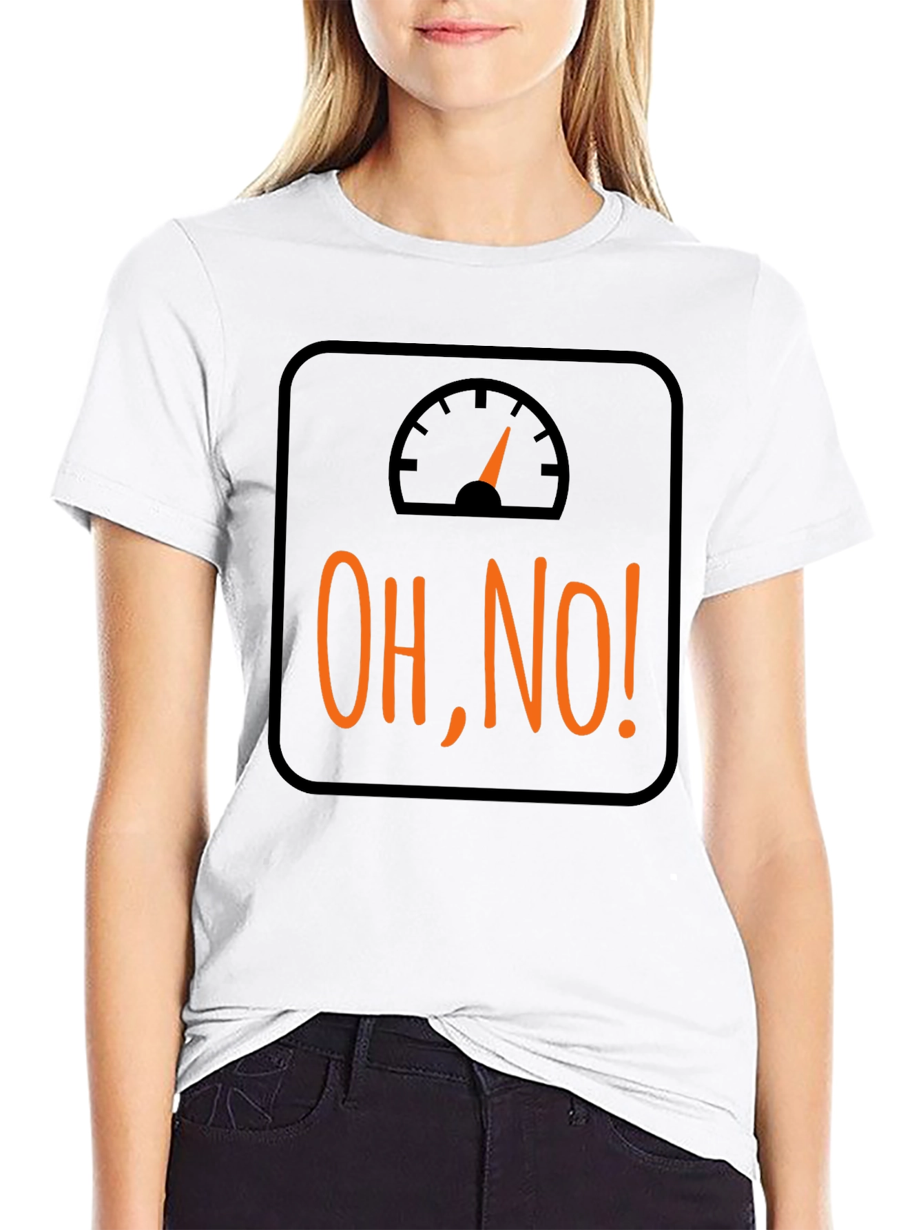 Black Oh No! Weight Scale Graphic Tee - Funny Fitness Shirt view 9