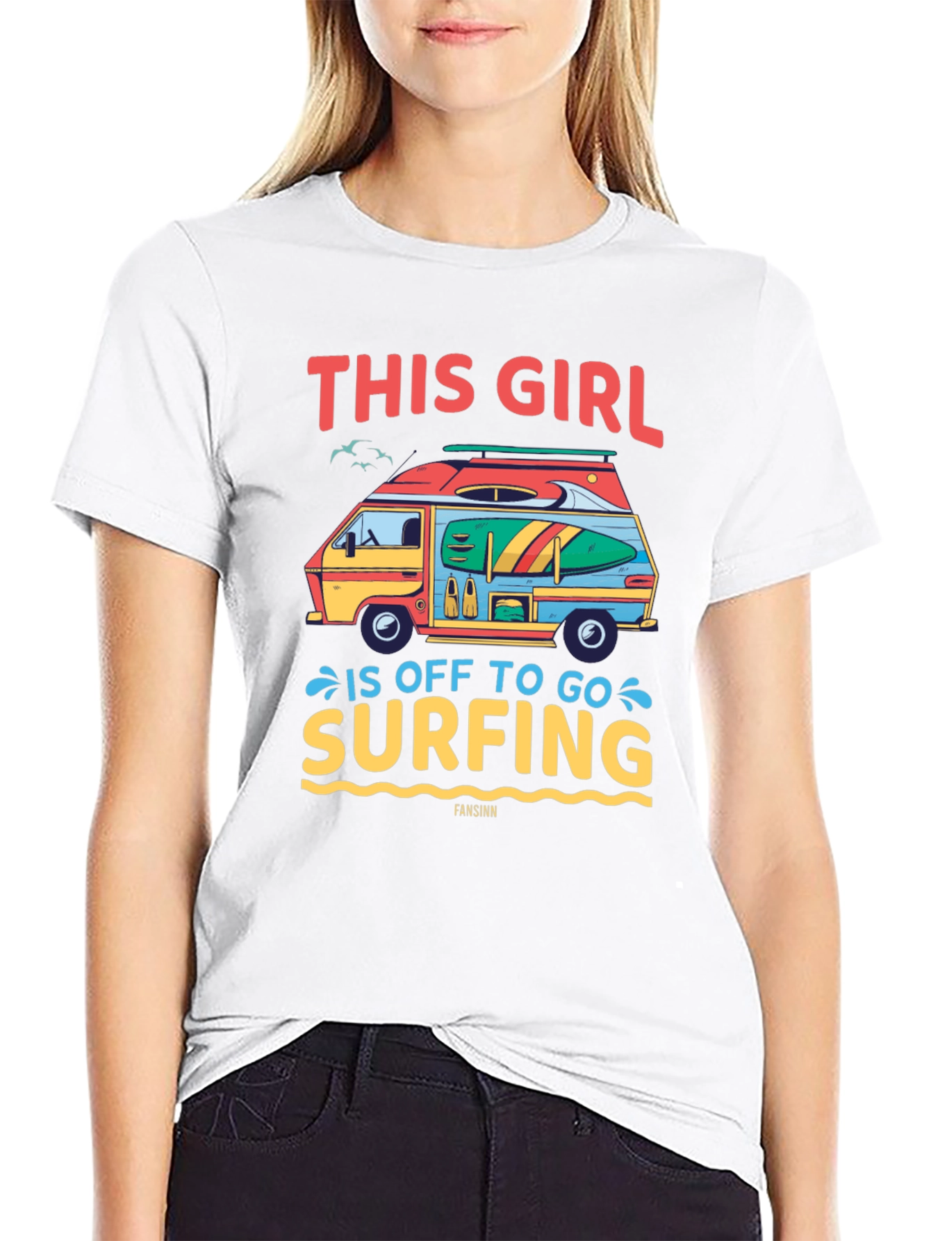 Black This Girl is Off to Go Surfing T-Shirt view 9