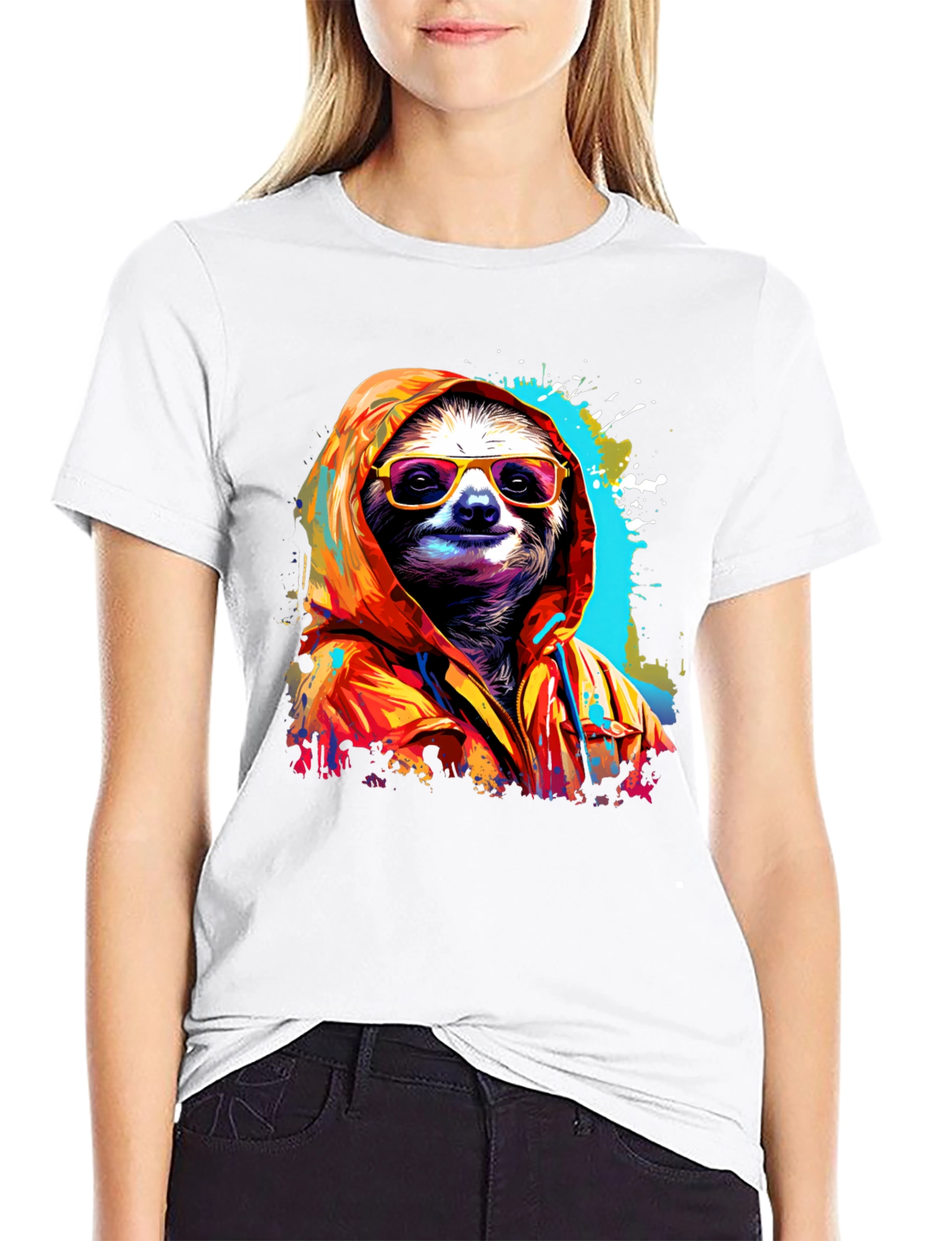 Black Cool Sloth Graphic Tee - Relaxed Style view 9