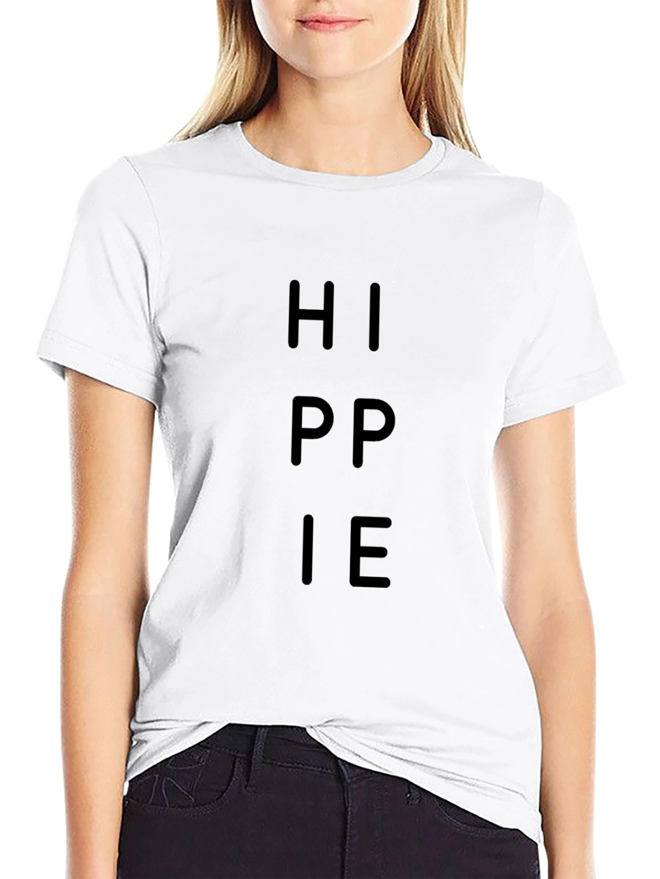 Black Hippie Graphic Tee - Black Crew Neck Short Sleeve T-Shirt view 9