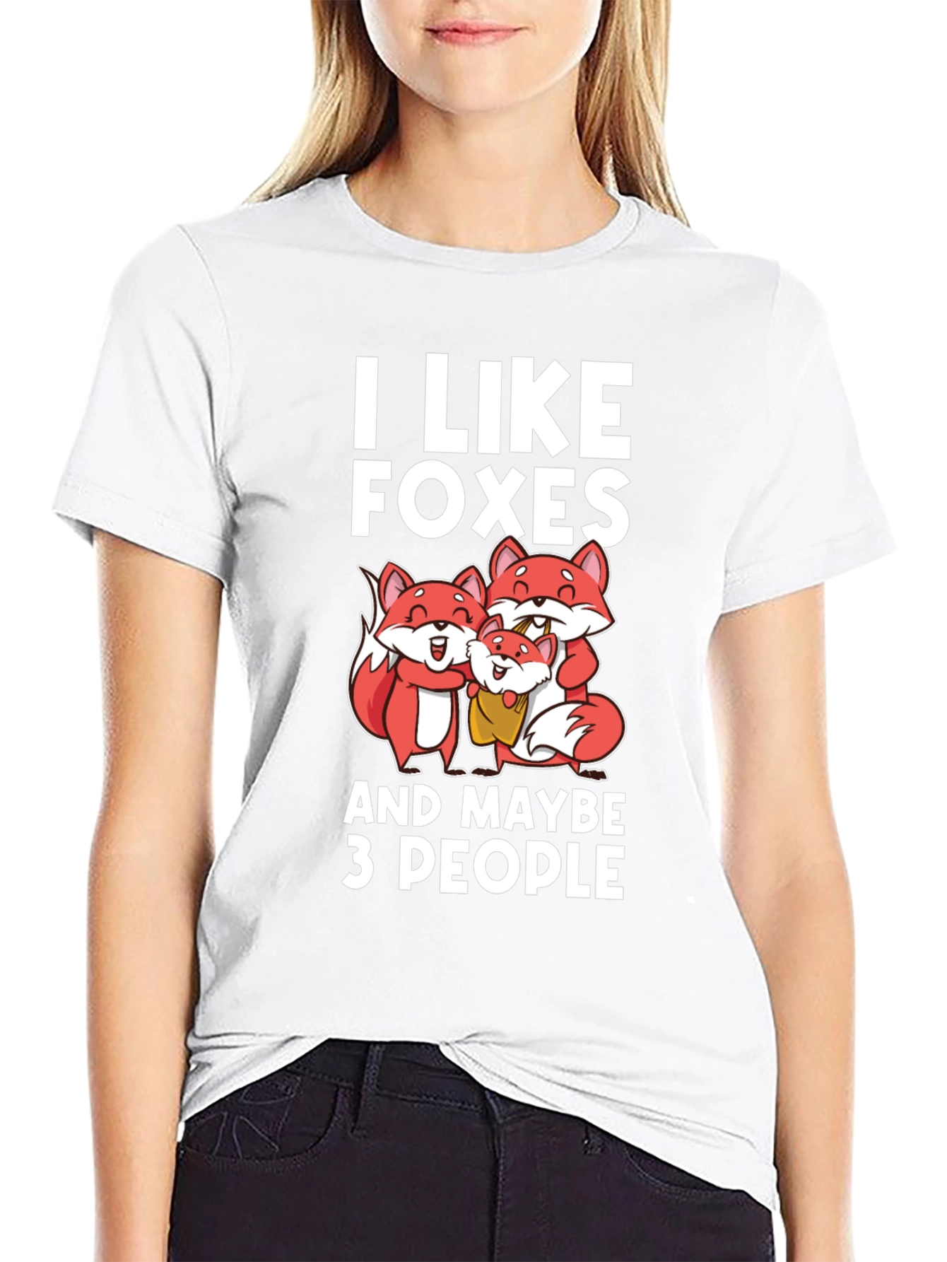 Black I Like Foxes Funny Graphic T-Shirt view 9
