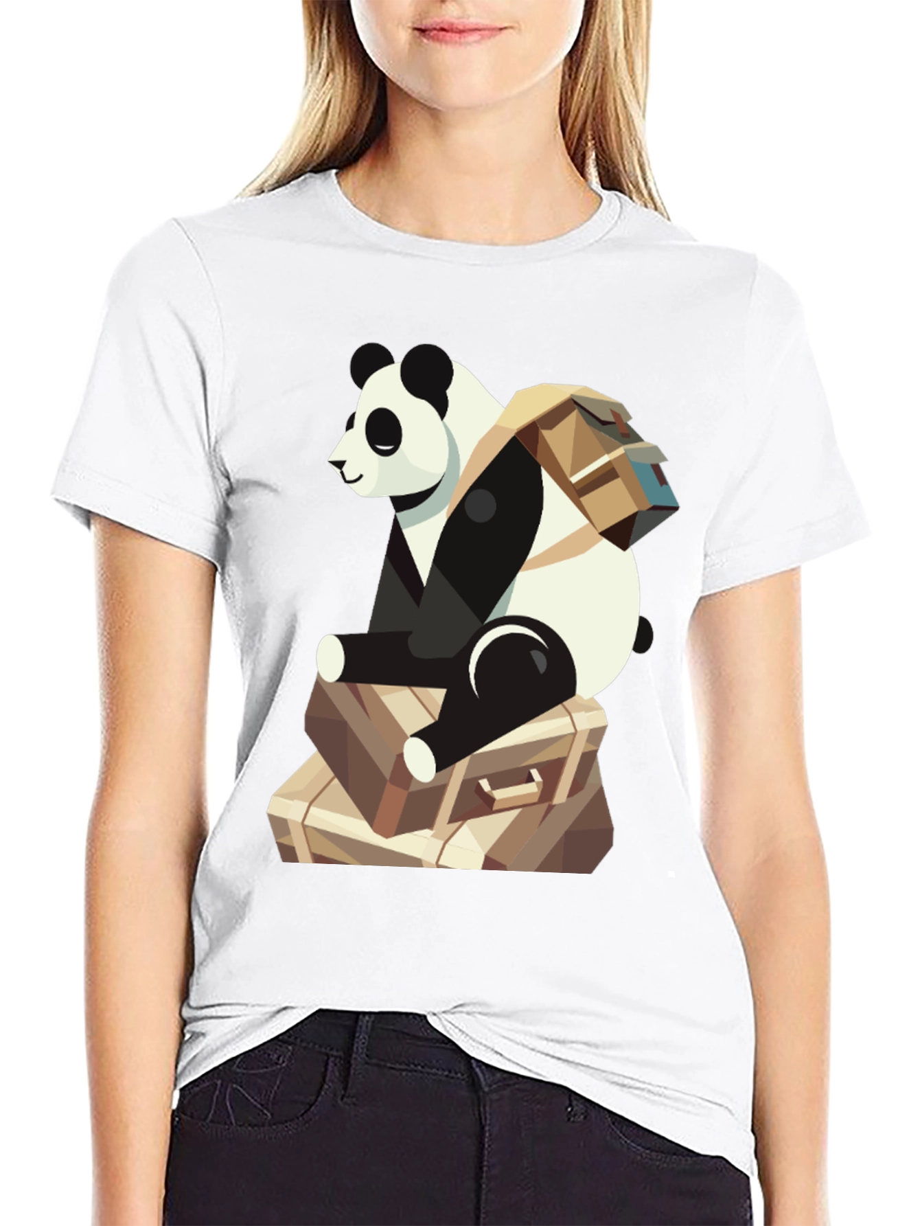 Panda Traveler T-Shirt - Bear with Luggage Graphic Tee - 9