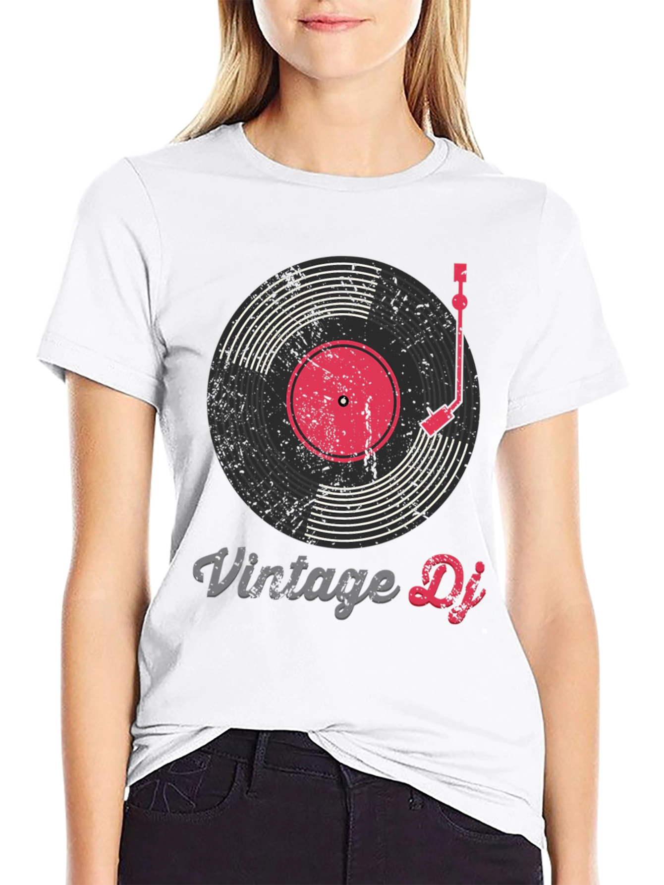 Black Vintage DJ Record Player Graphic Tee view 9