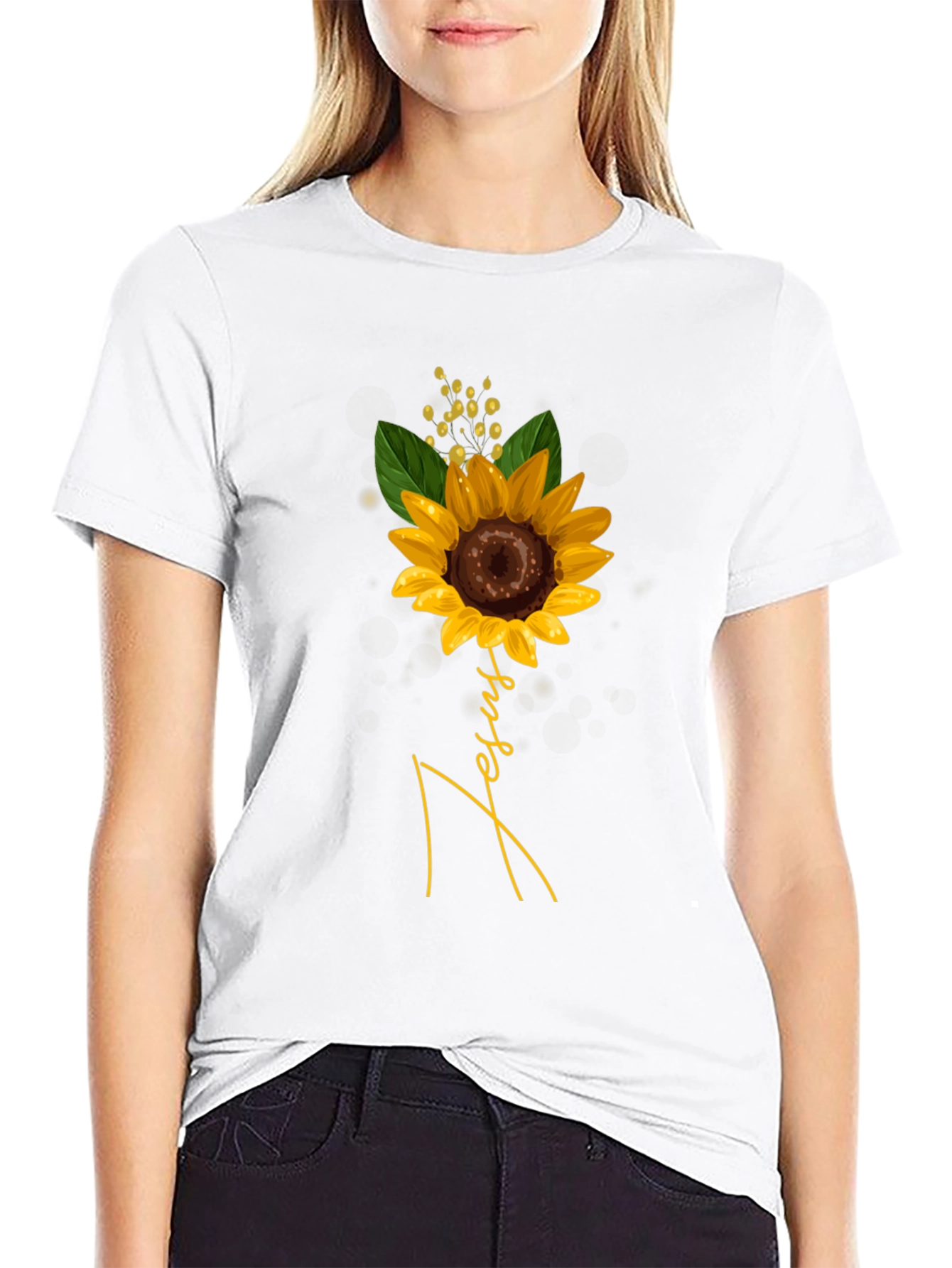 Black Jesus Sunflower Graphic T-Shirt view 9