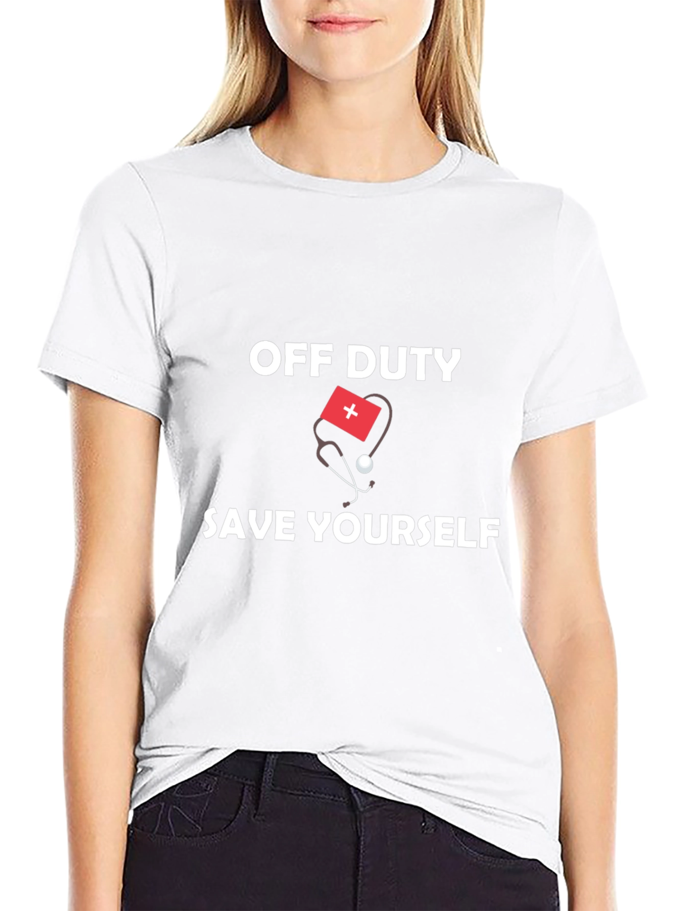 Black Off Duty Save Yourself Graphic Tee view 9