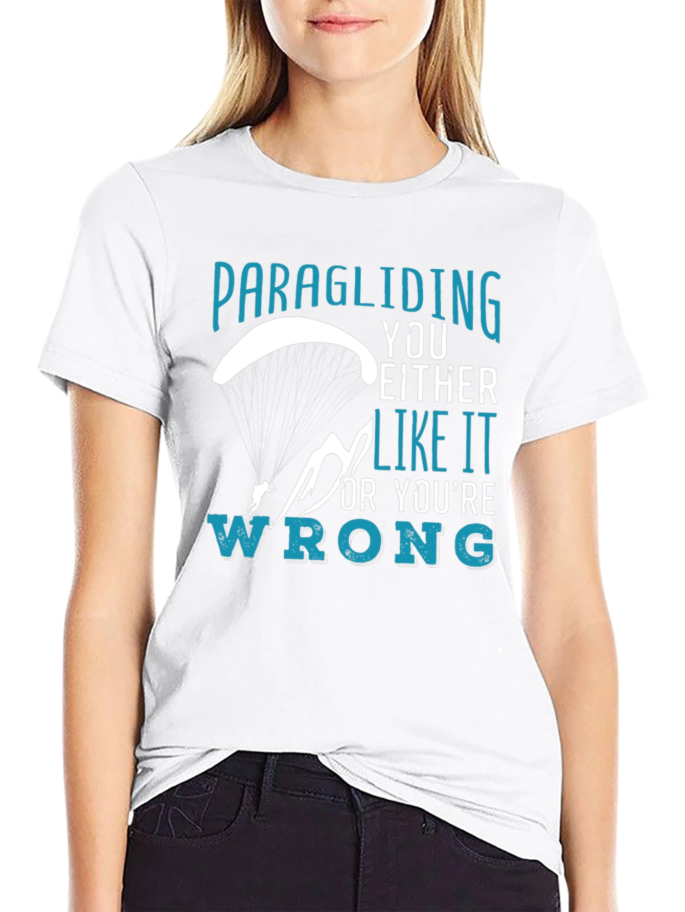 Black Paragliding Enthusiast Graphic Tee view 9
