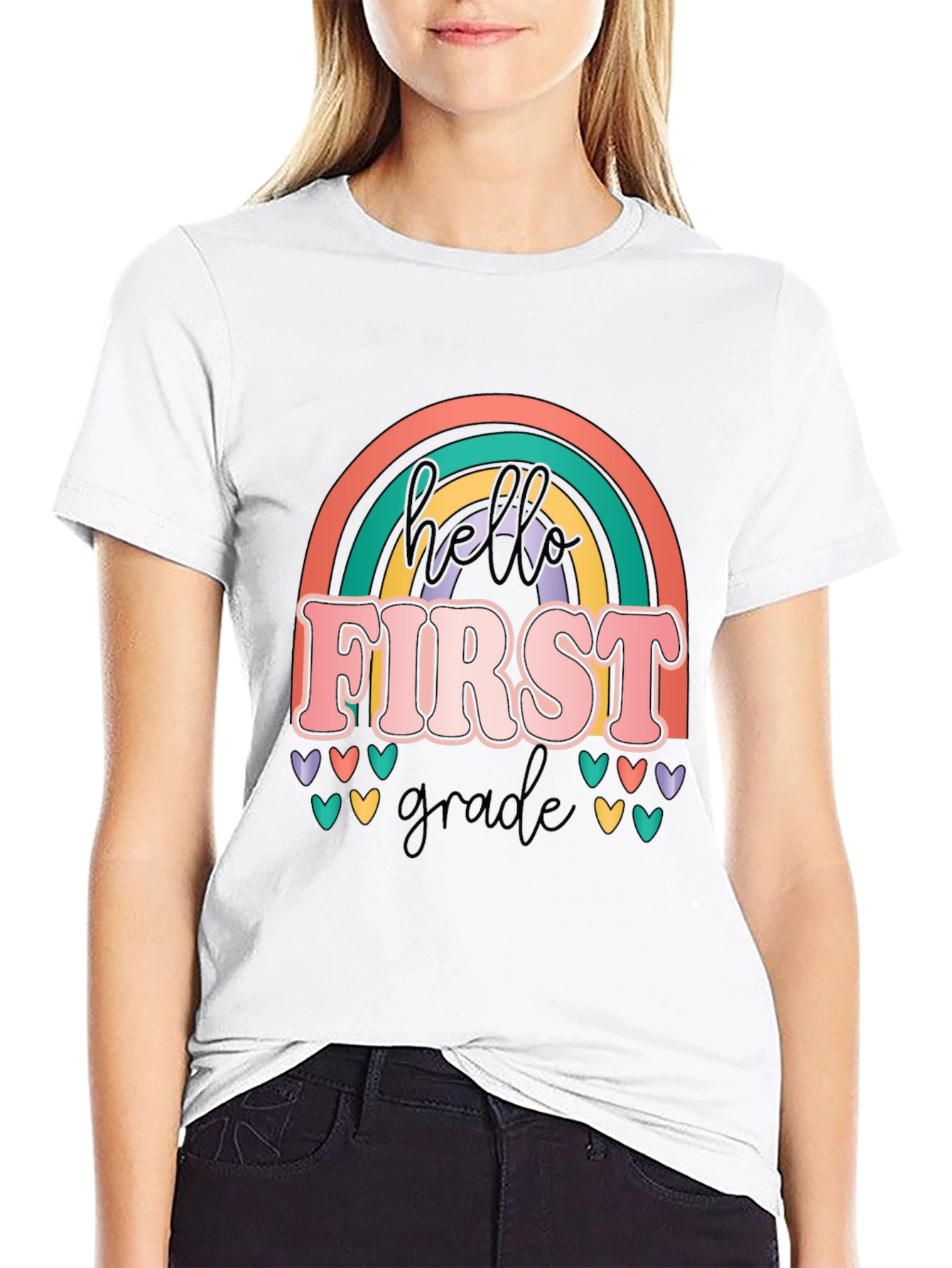 Black Hello First Grade T-Shirt view 9