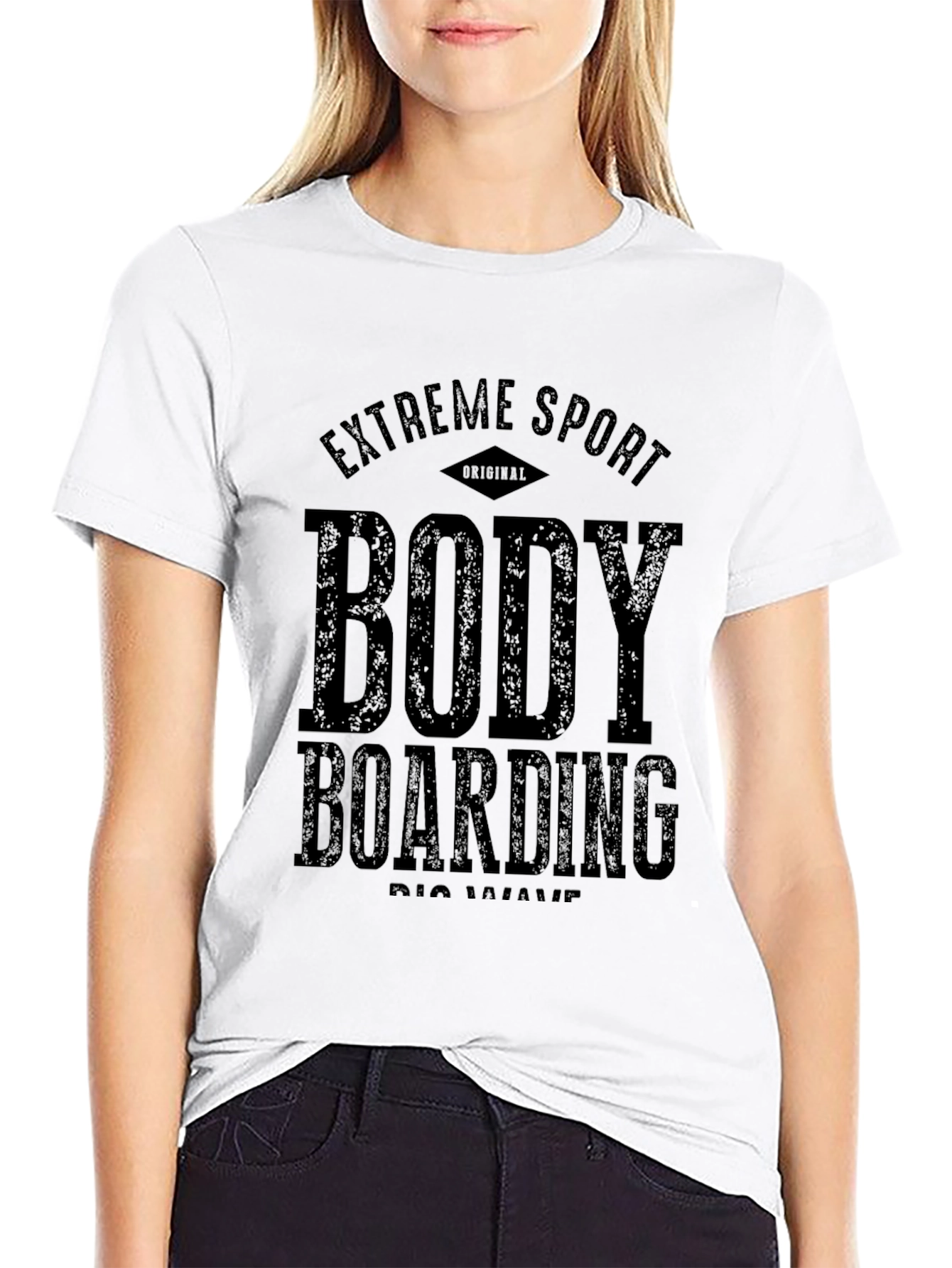 Black Extreme Sport Body Boarding Black T-Shirt view 9