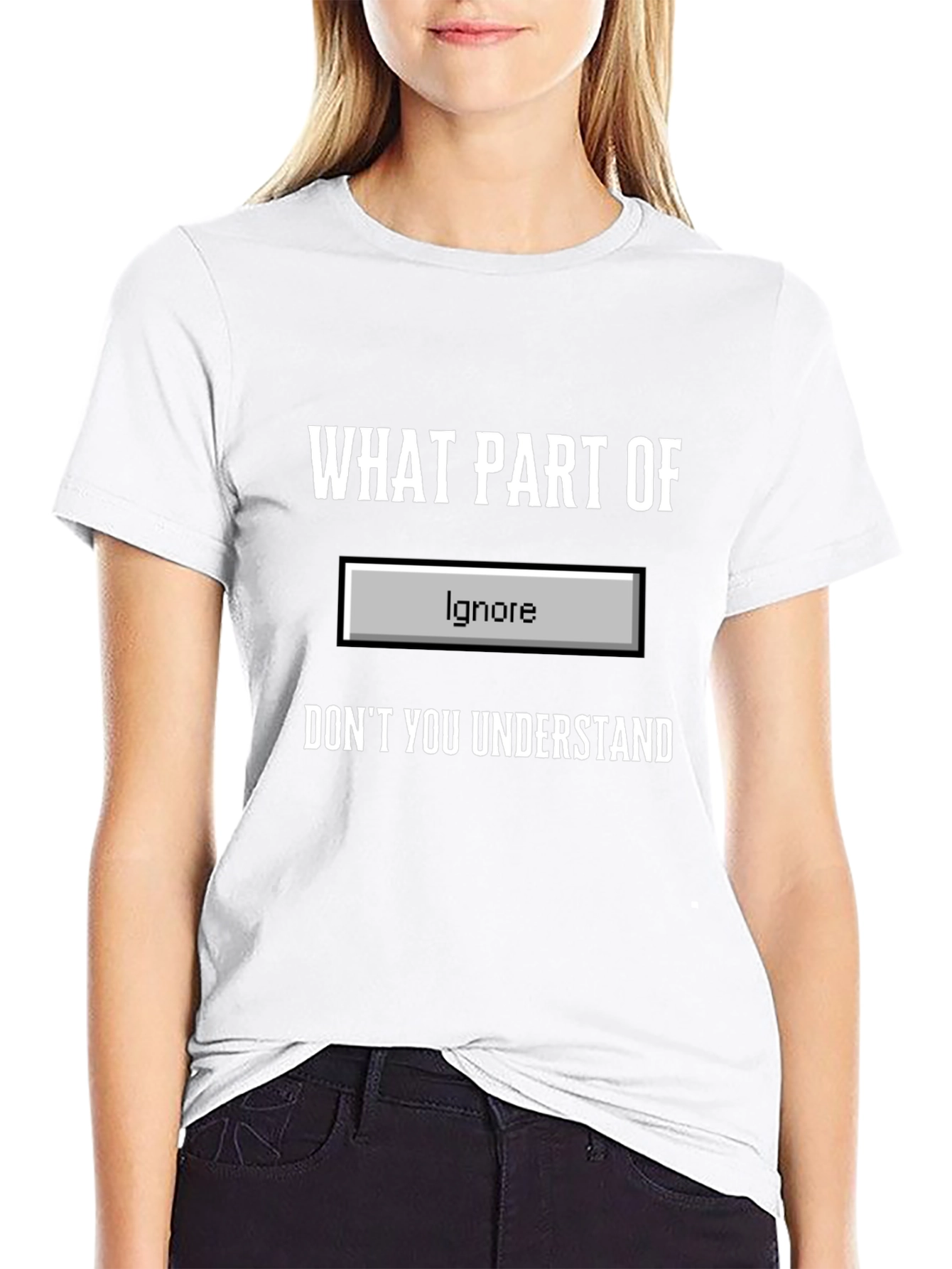 Black Funny Ignore Button T-Shirt view 9