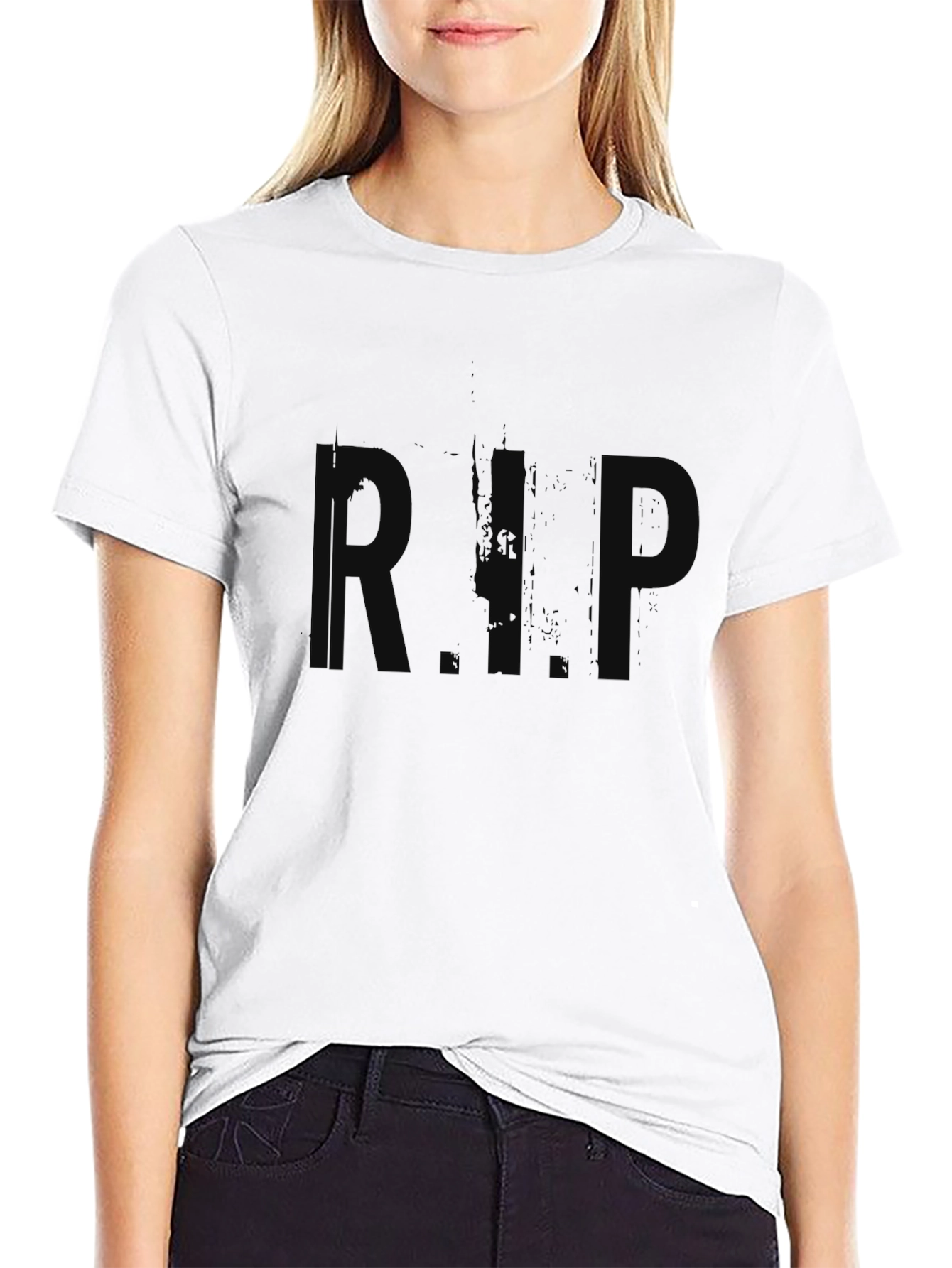 Black Black R.I.P. Graphic Print T-Shirt view 9