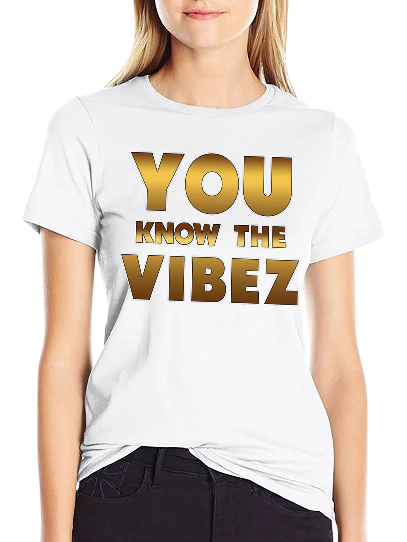 Black You Know the Vibez Graphic Tee - Black Cotton T-Shirt view 9