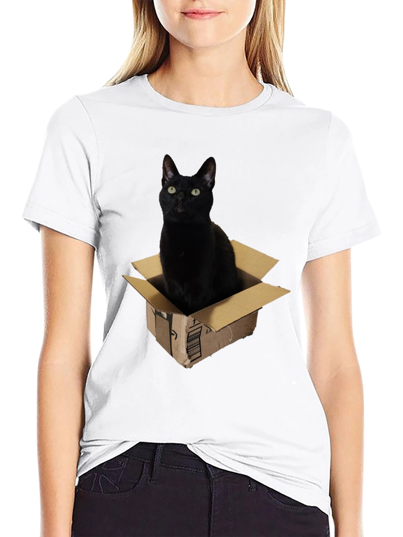 Black Black Cat in Box Graphic T-Shirt view 9