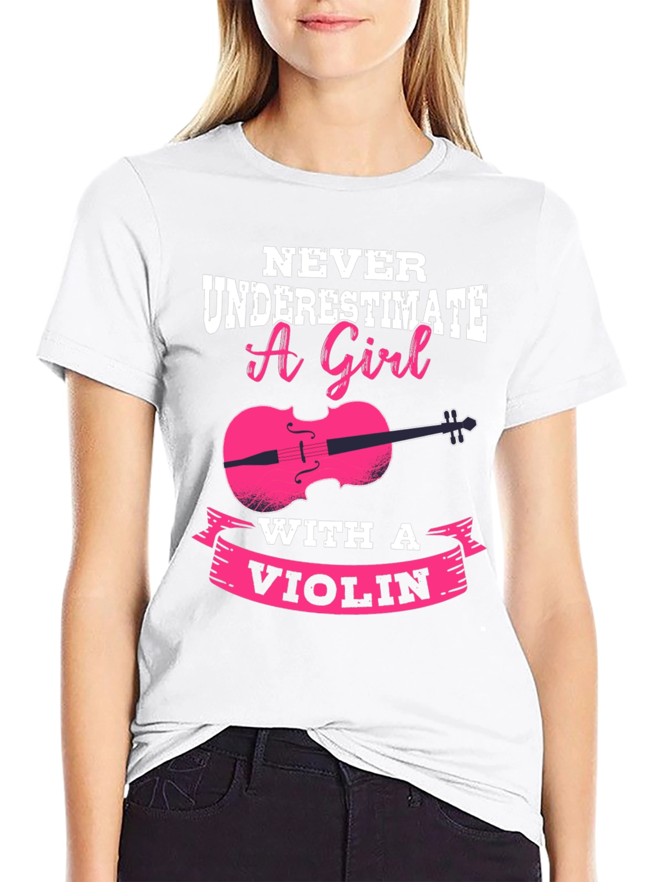 Black Never Underestimate a Girl with a Violin T-Shirt view 9