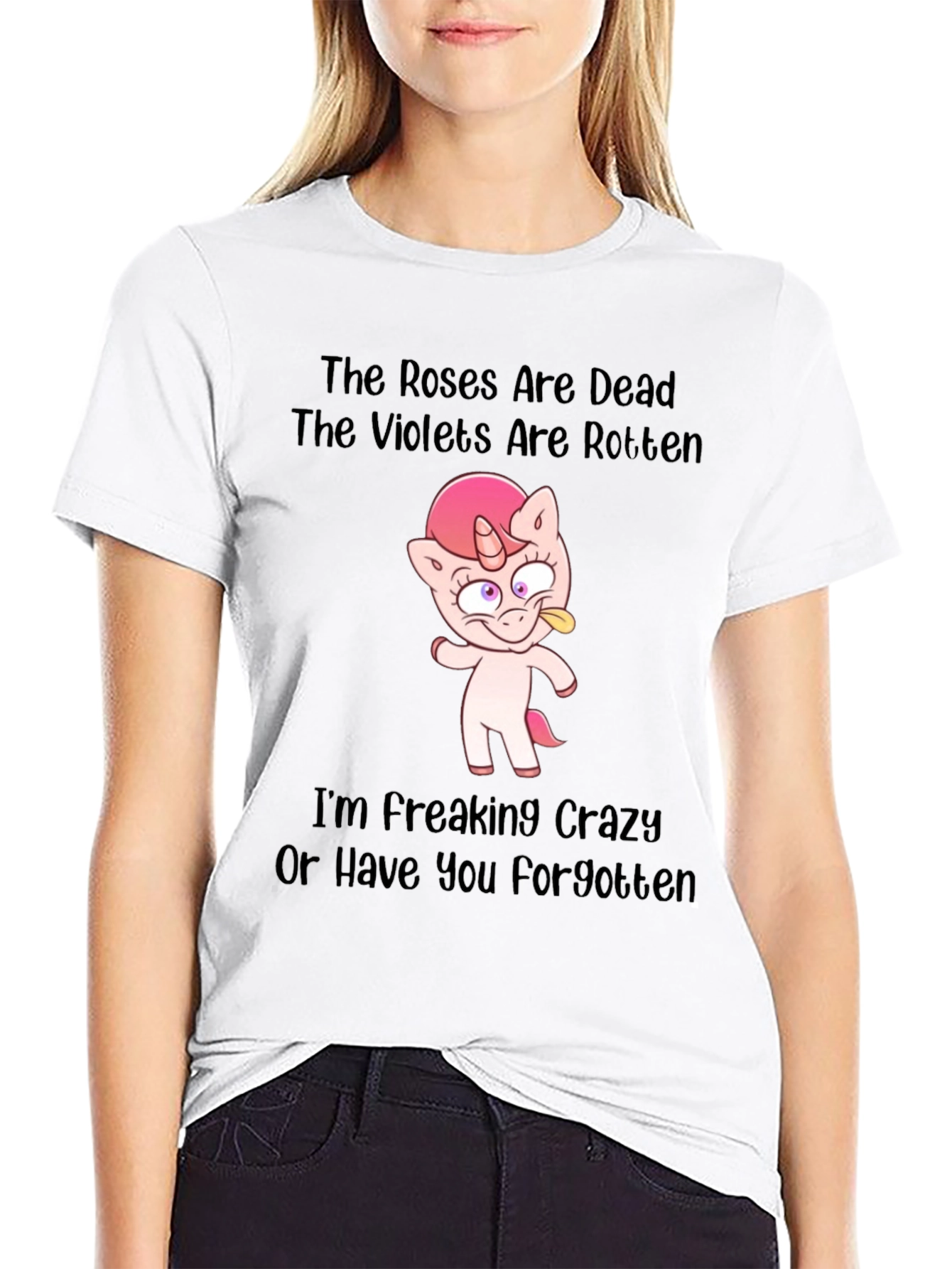 Black Roses are Dead Funny Unicorn Black T-Shirt view 9