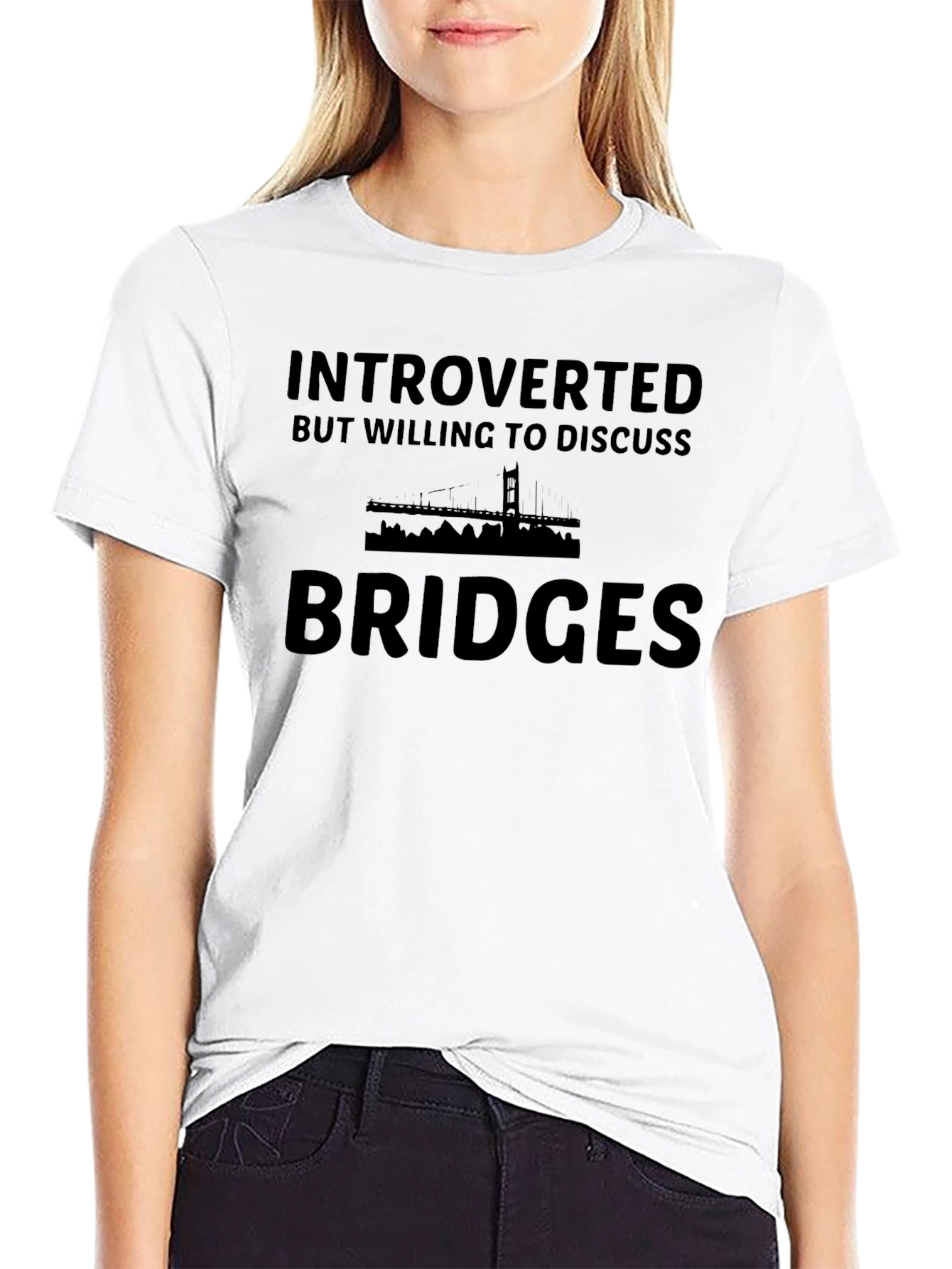Black Introverted Bridges Graphic T-Shirt - Black view 9