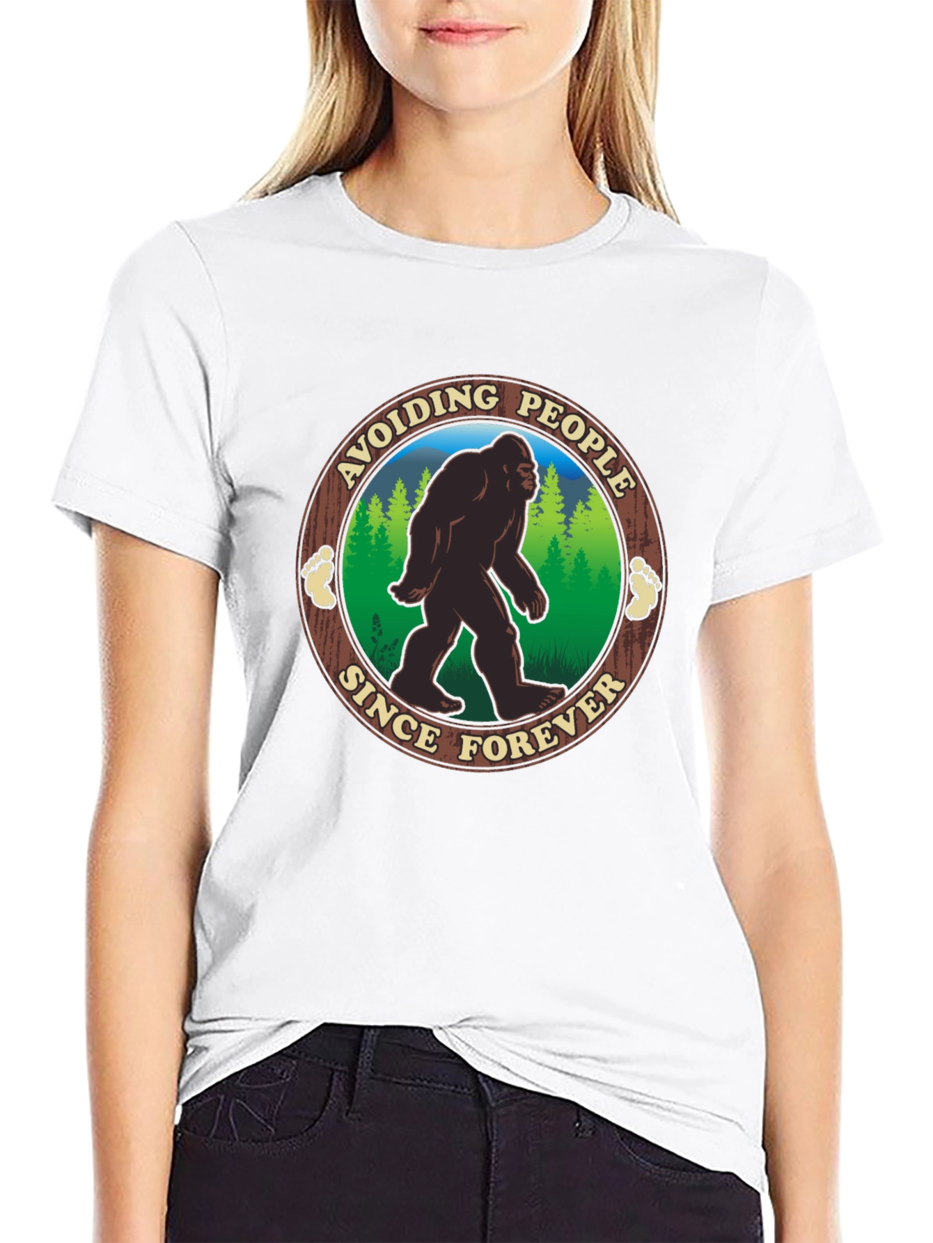 Black Avoiding People Since Forever Bigfoot T-Shirt view 9