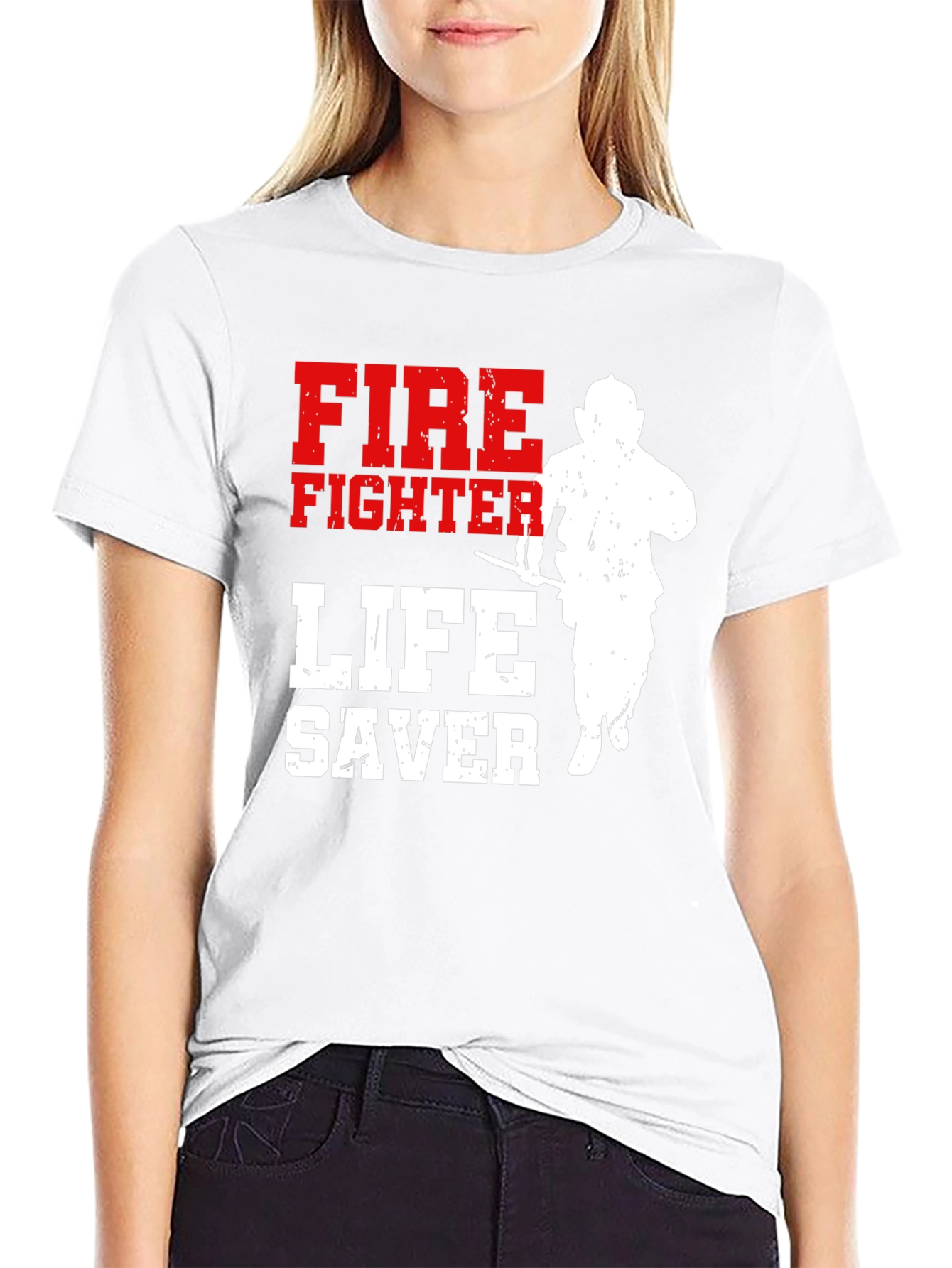 Black Firefighter Lifesaver Graphic T-Shirt view 9