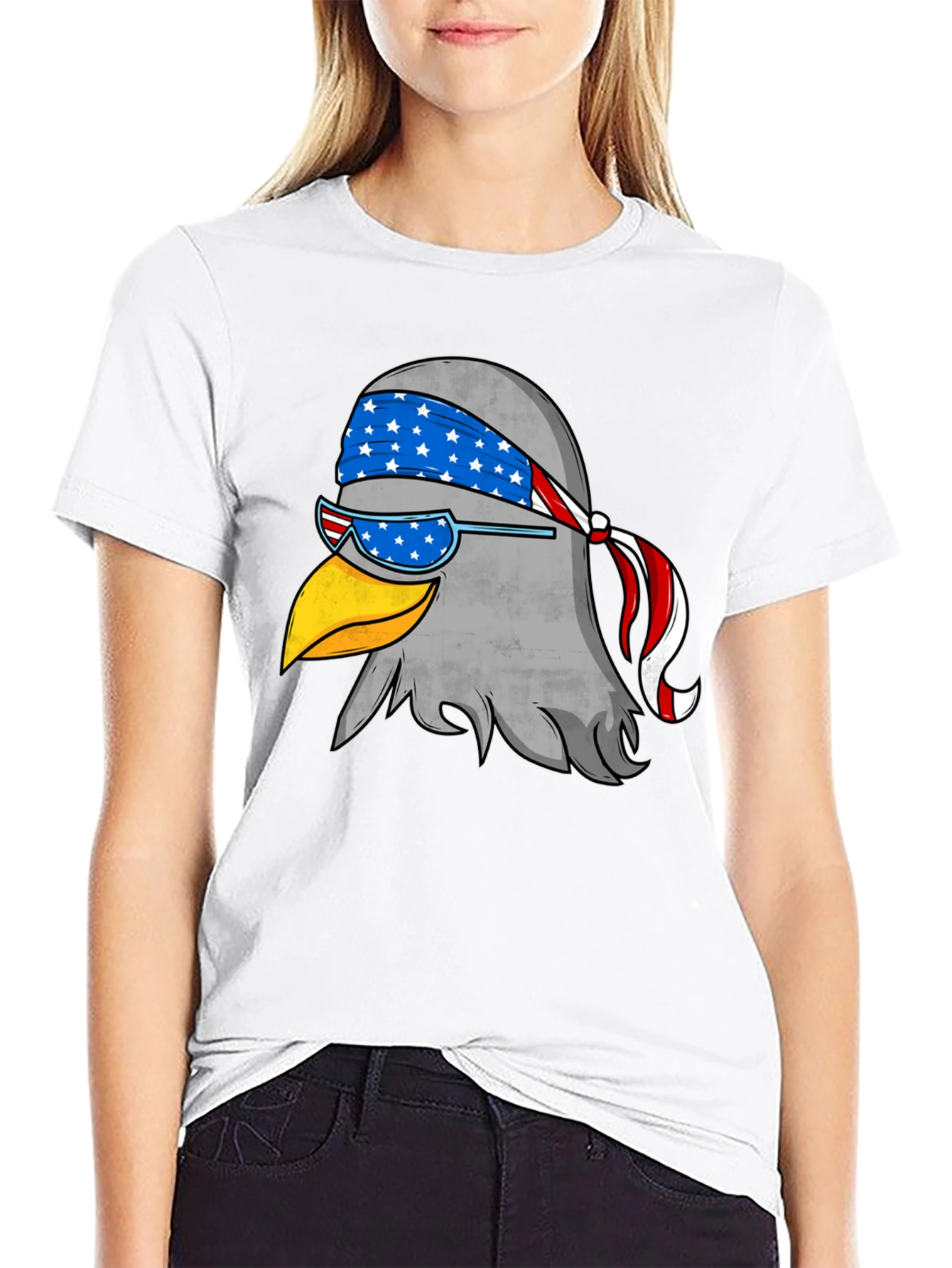 Black Patriotic Eagle Graphic Tee - Black Cotton T-Shirt view 9