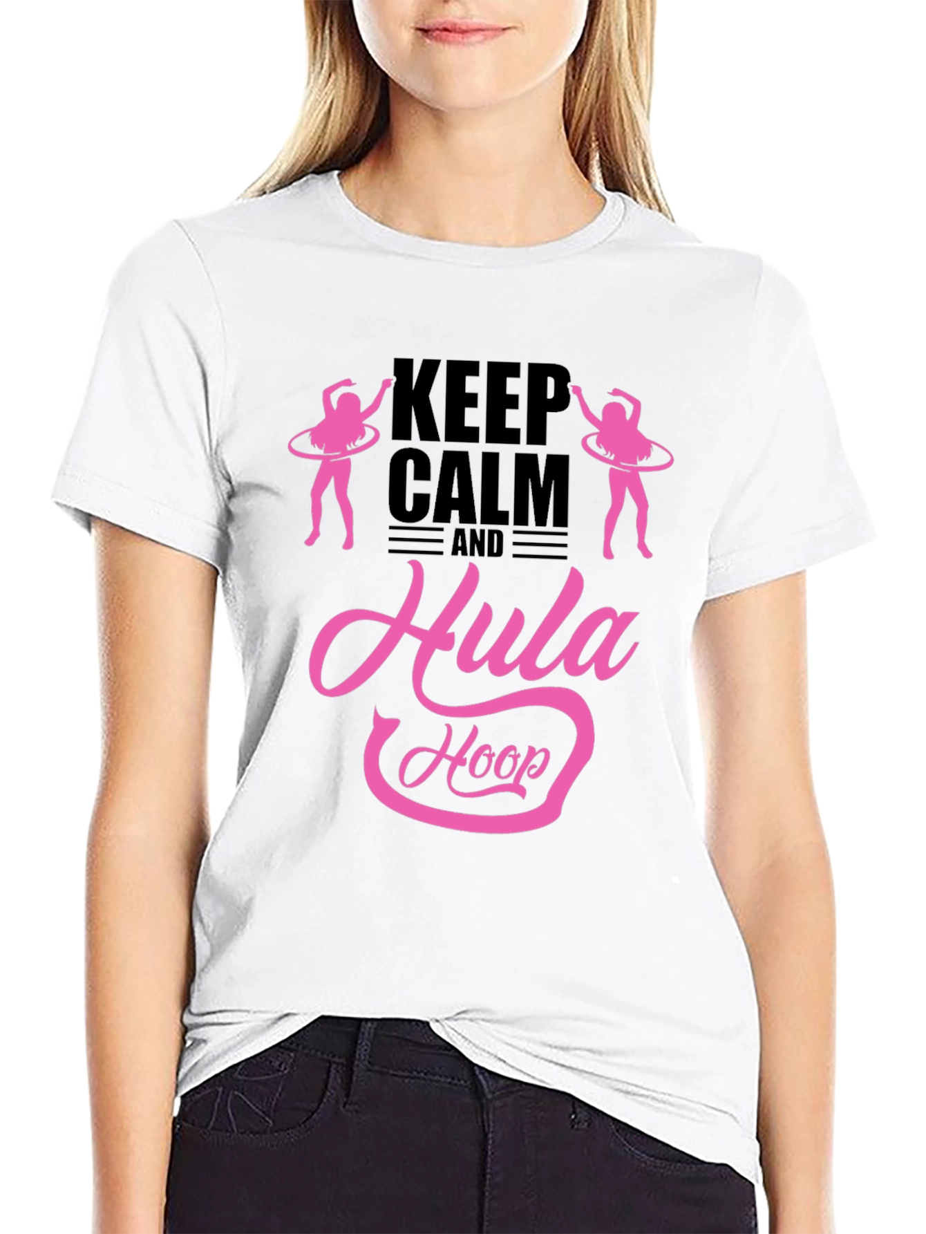 Black Keep Calm and Hula Hoop Black T-Shirt view 9