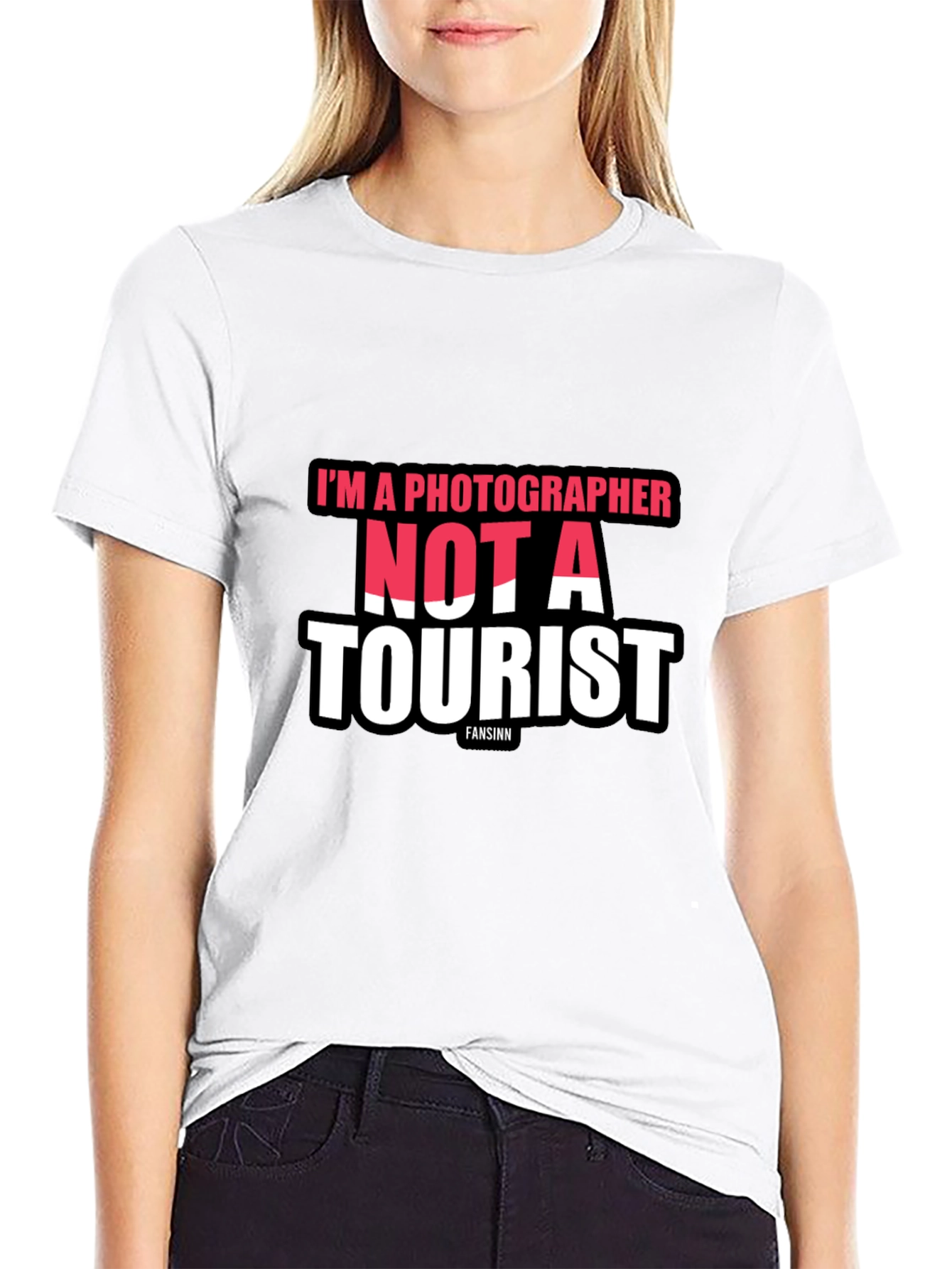 Black I'm a Photographer Not a Tourist Black T-Shirt view 9