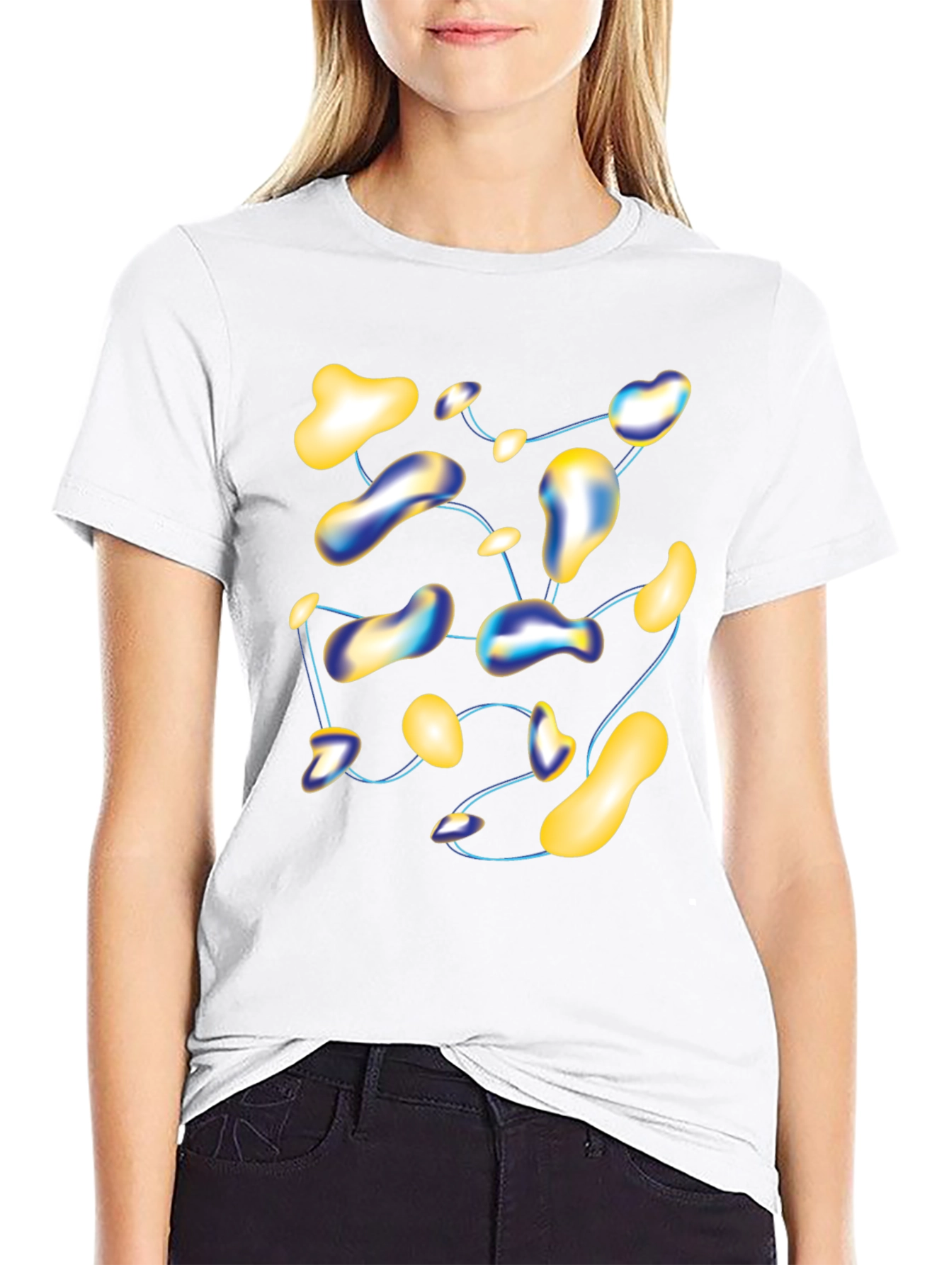 Black Abstract Blob T-Shirt - Modern Graphic Tee view 9
