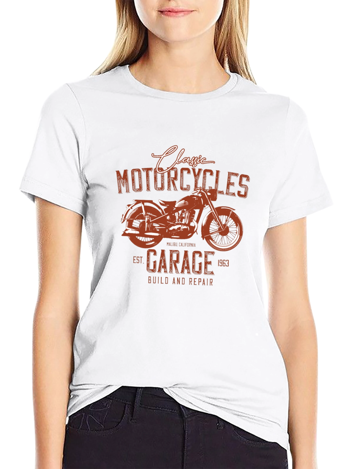 Black Classic Motorcycle Garage T-Shirt view 9