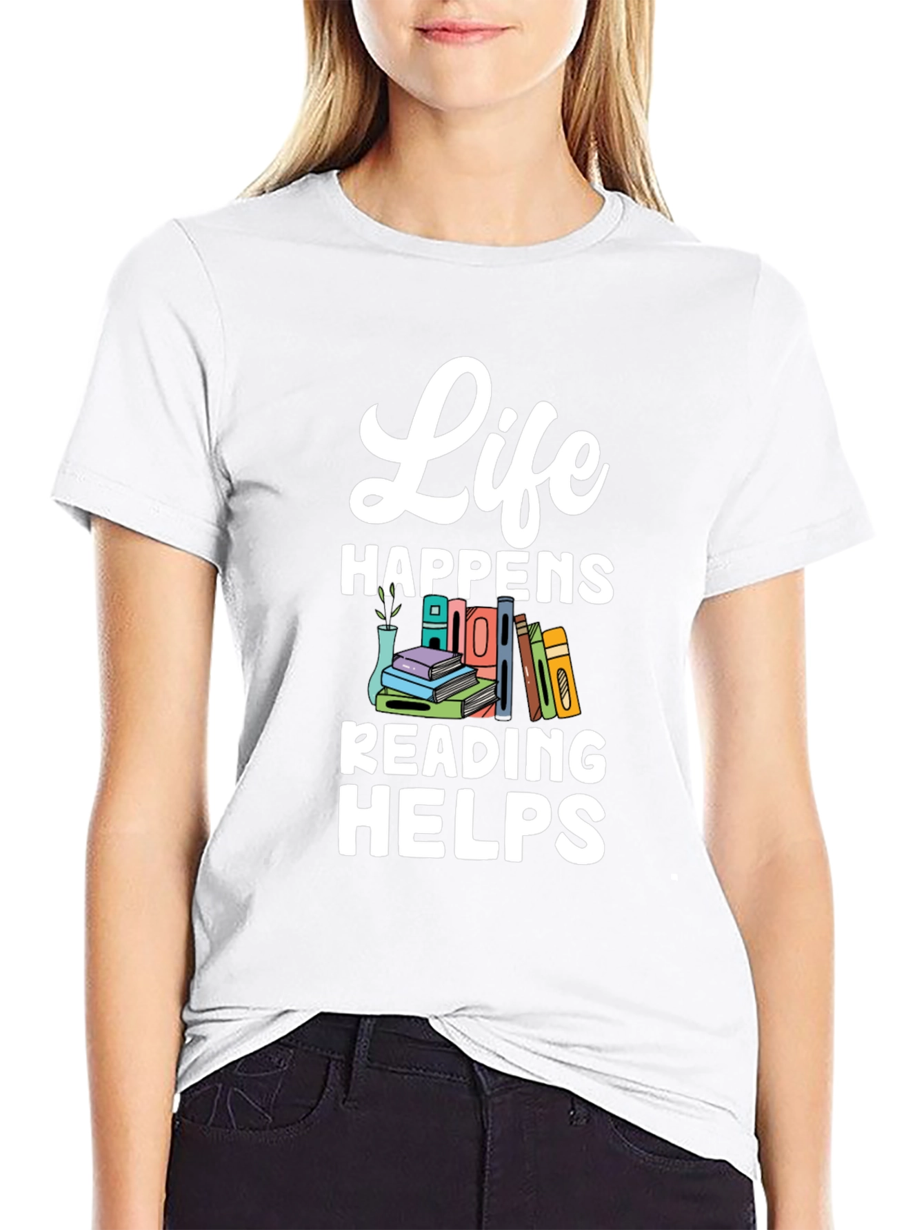 Black Life Happens Reading Helps T-Shirt view 9