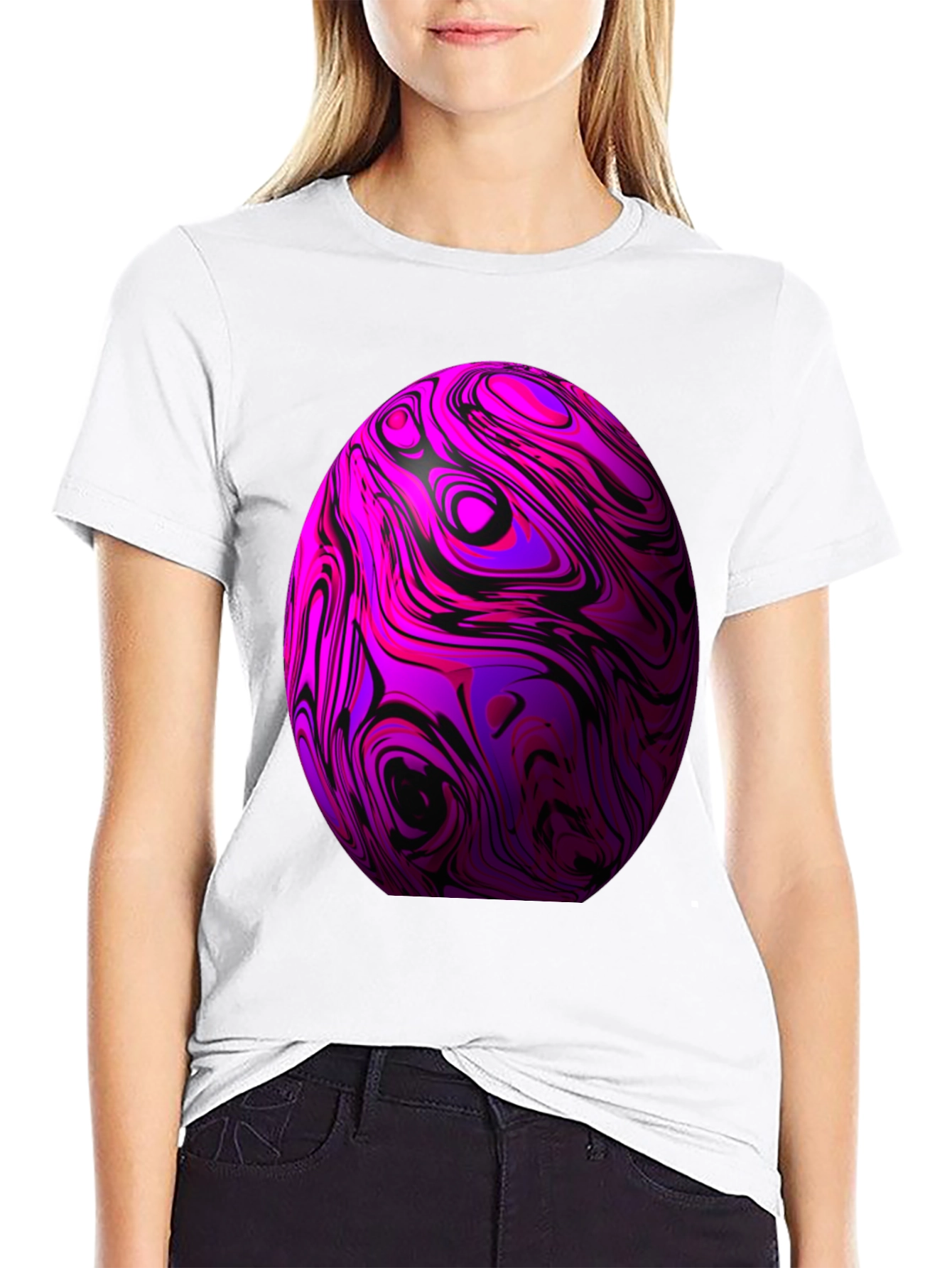 Black Abstract Swirl Sphere Graphic Tee view 9