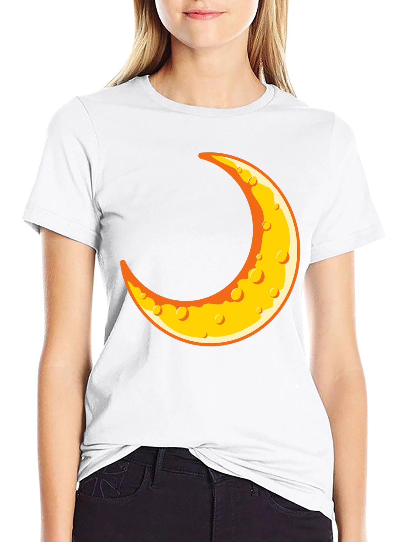 Black Crescent Moon Graphic T-Shirt - Black Crew Neck Tee view 9