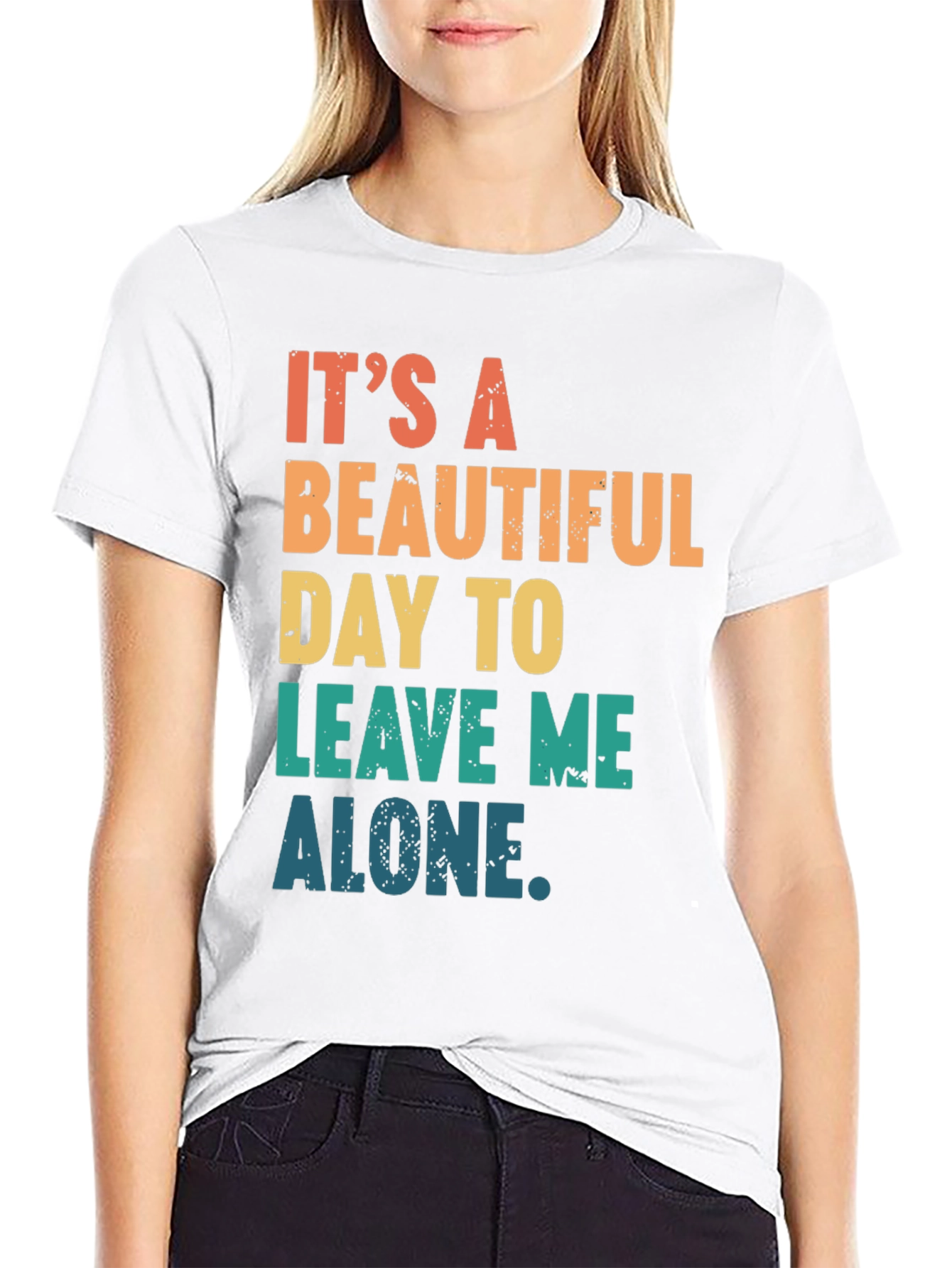 Black It's a Beautiful Day to Leave Me Alone T-Shirt view 9