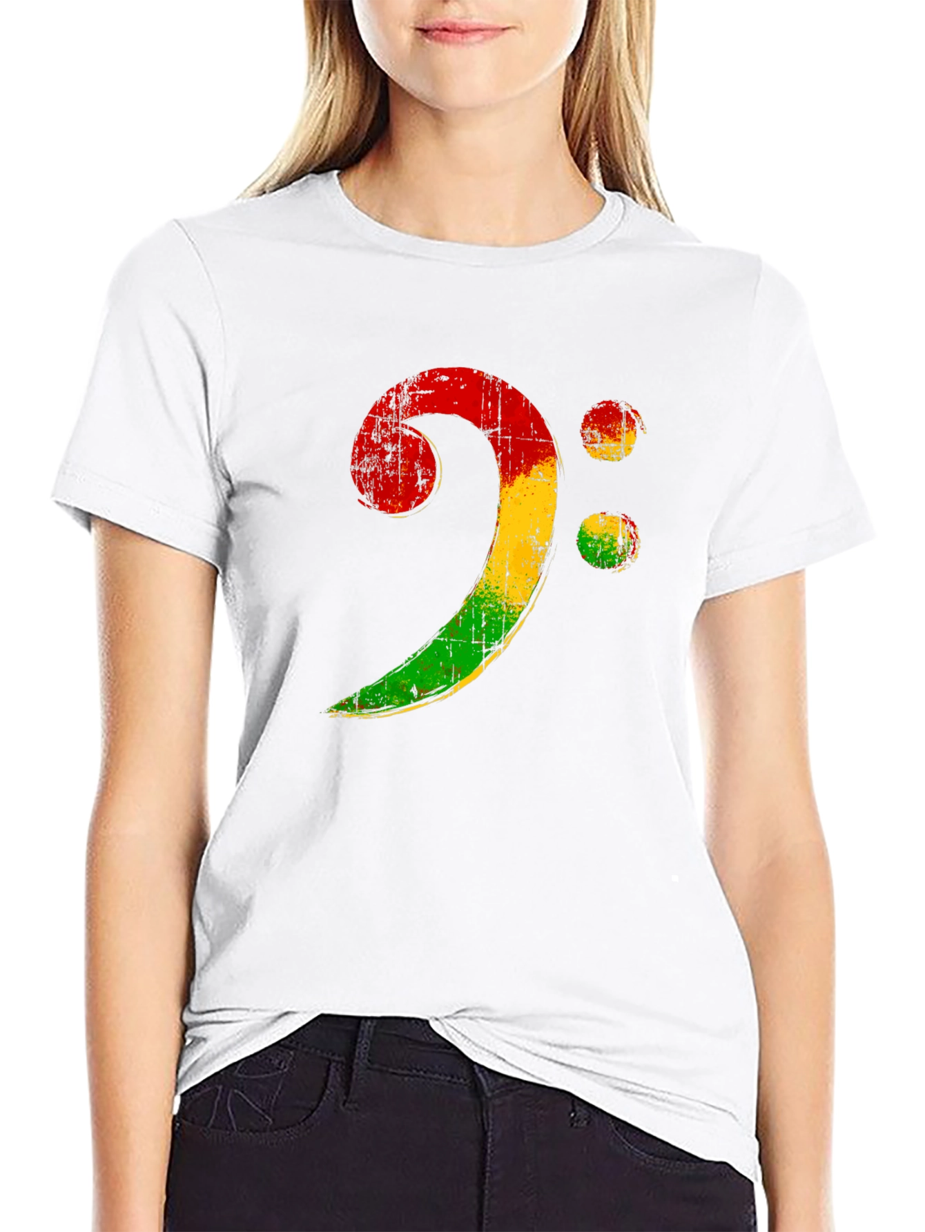 Black Rasta Bass Clef Graphic Tee - Reggae Music Shirt view 9