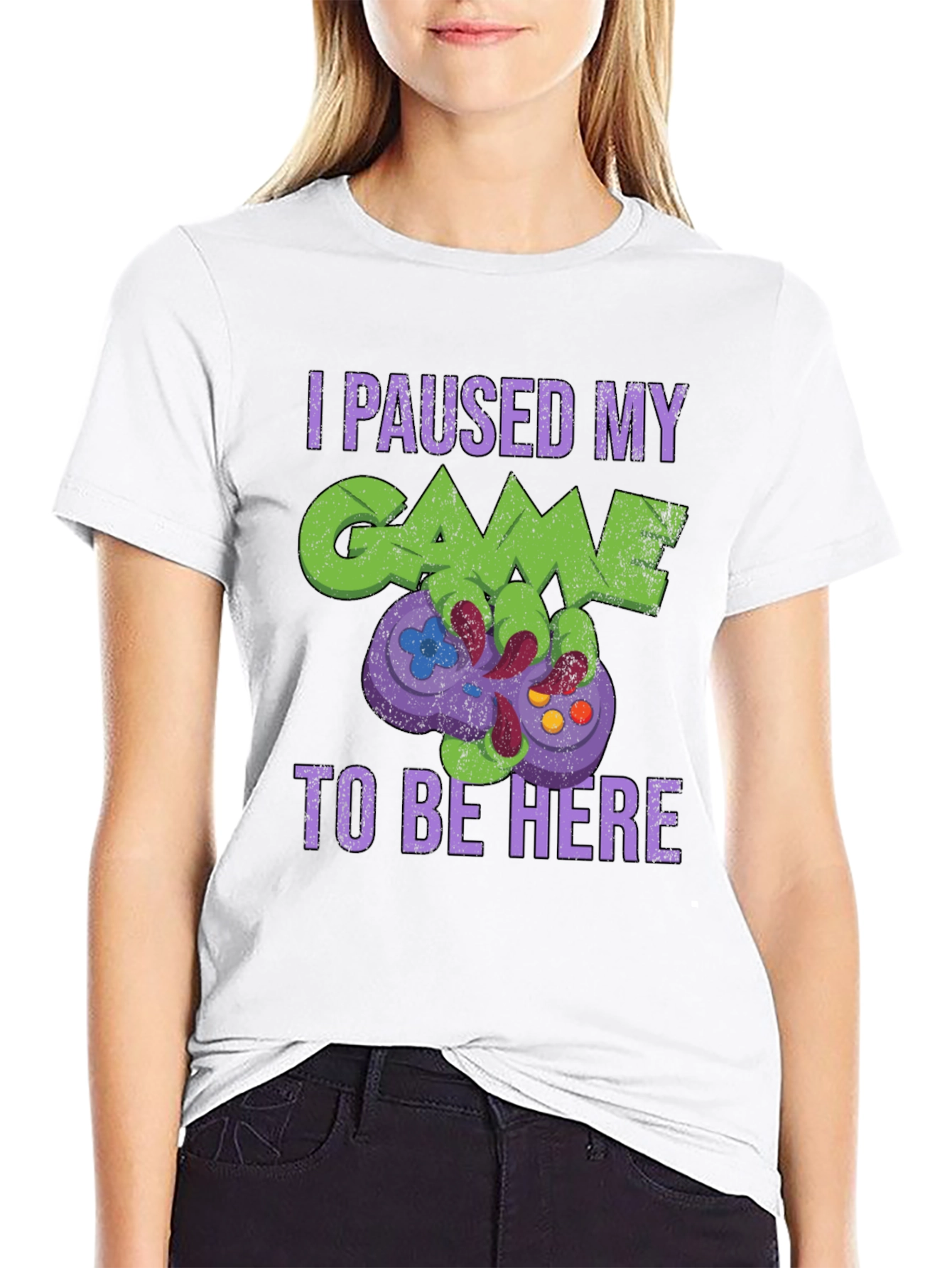 Black Gamer T-Shirt: Paused My Game to Be Here view 9