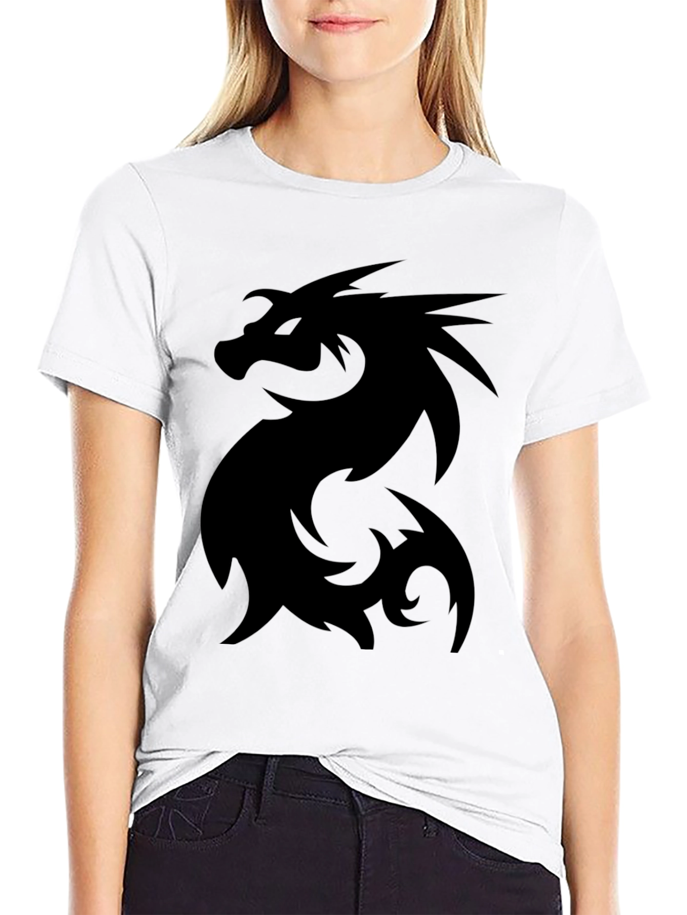 Black Black Dragon Graphic T-Shirt for Men view 9
