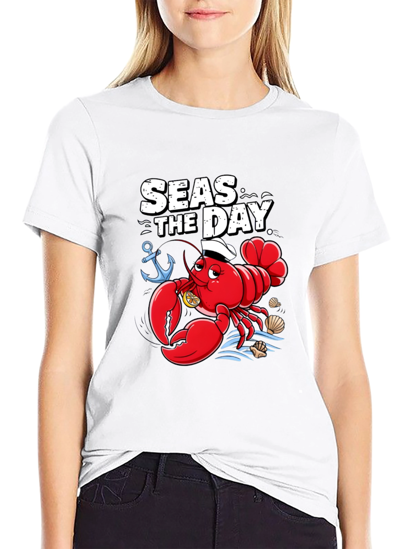 Seas The Day Lobster Graphic T-Shirt - 9