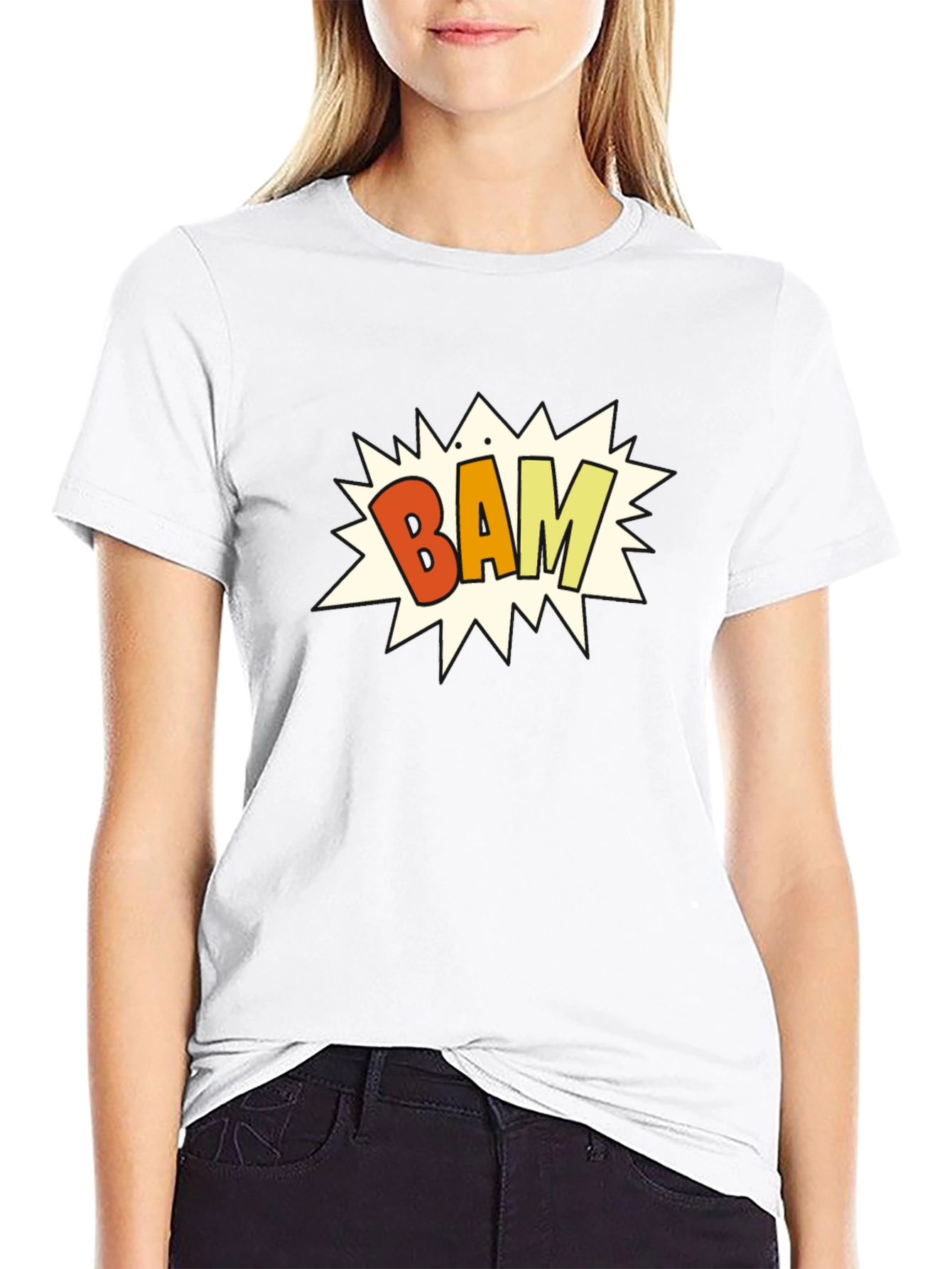 Black Bam! Graphic Print Black T-Shirt view 9
