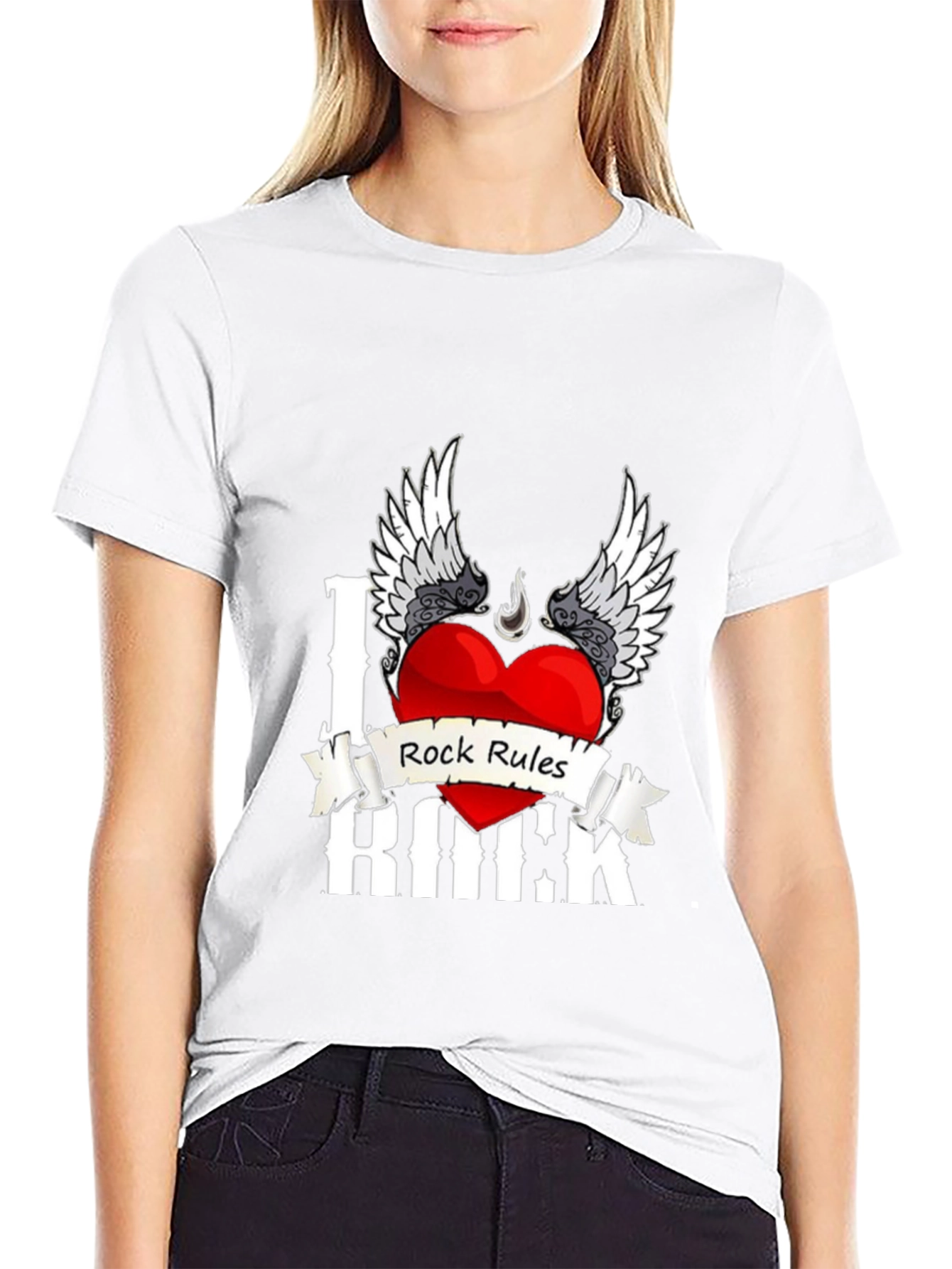 Black I Heart Rock Rules T-Shirt view 9