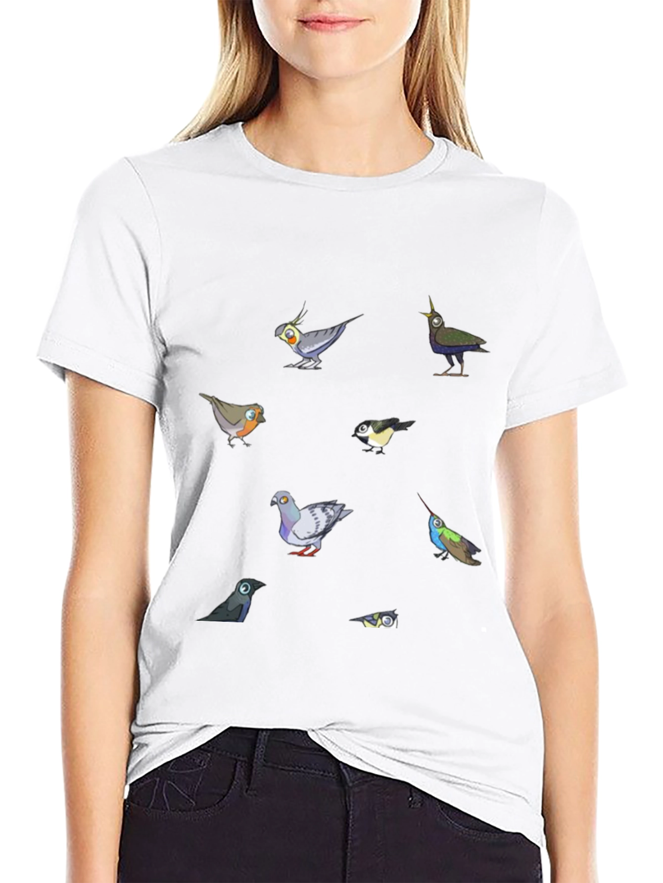 Black Birds Graphic T-Shirt, Black Cotton Tee view 9