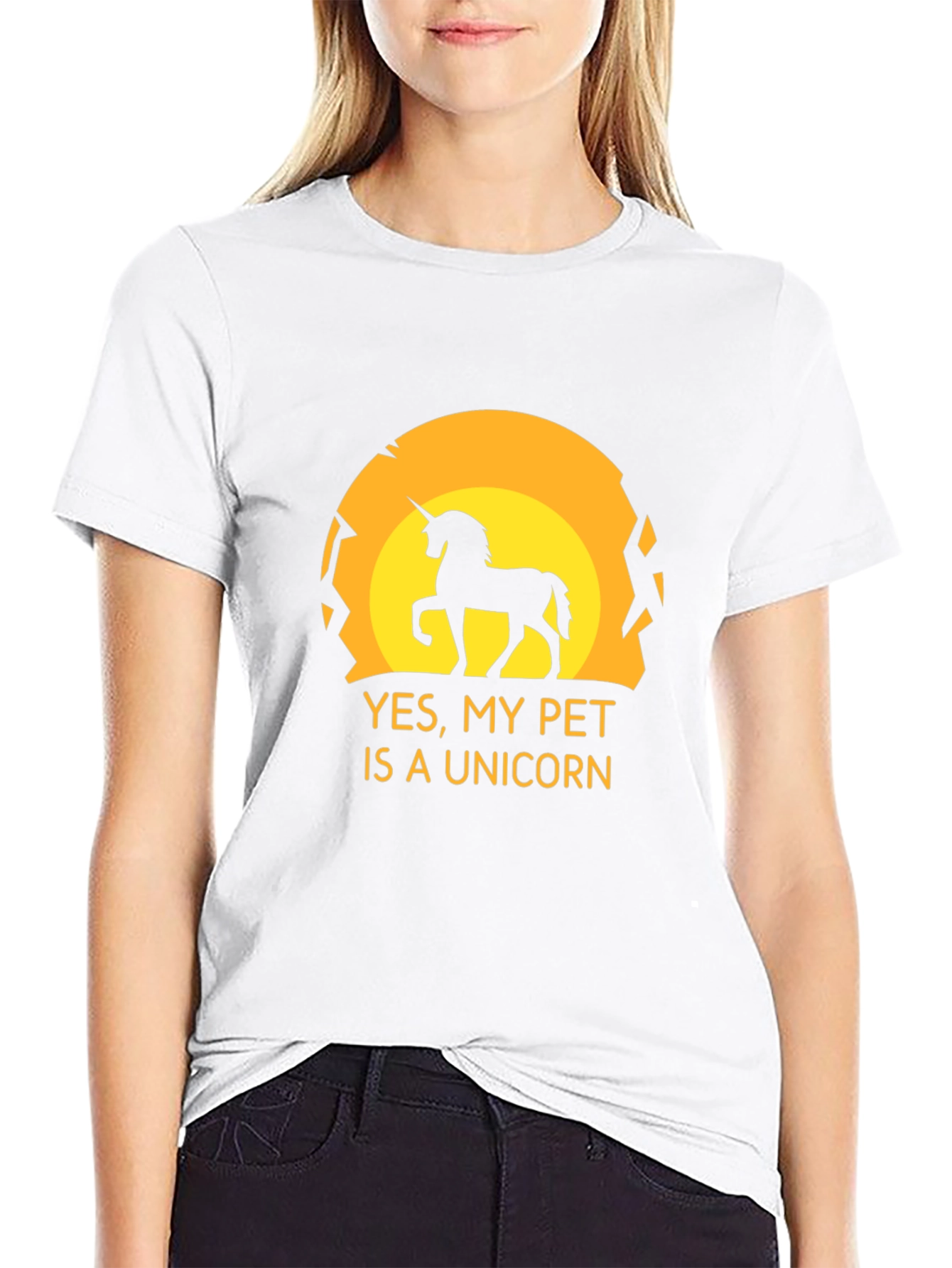 Black Unicorn Pet Graphic Tee - Black Novelty T-Shirt view 9