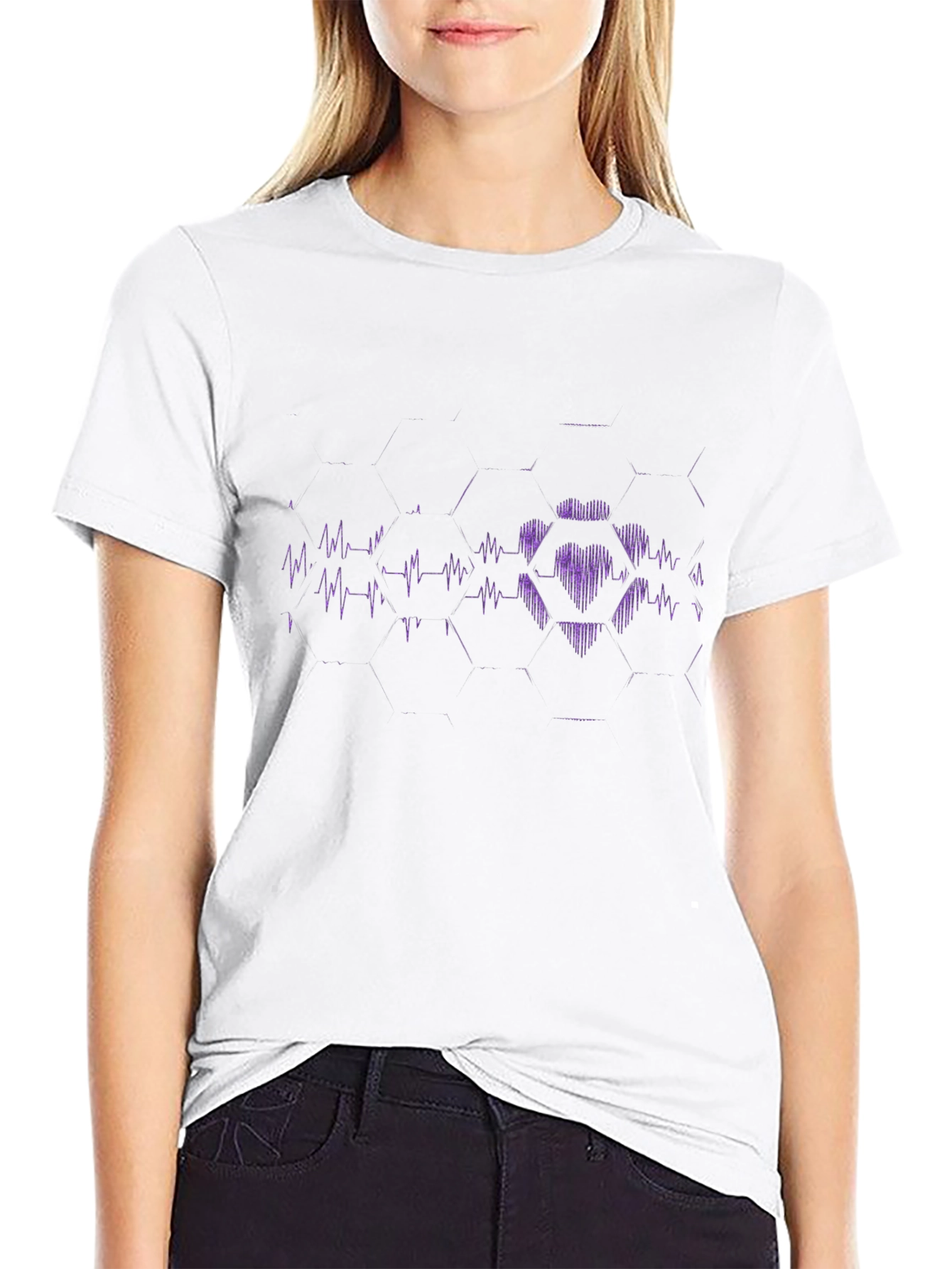 Black Heartbeat Hex T-Shirt - Stylish Graphic Tee view 9