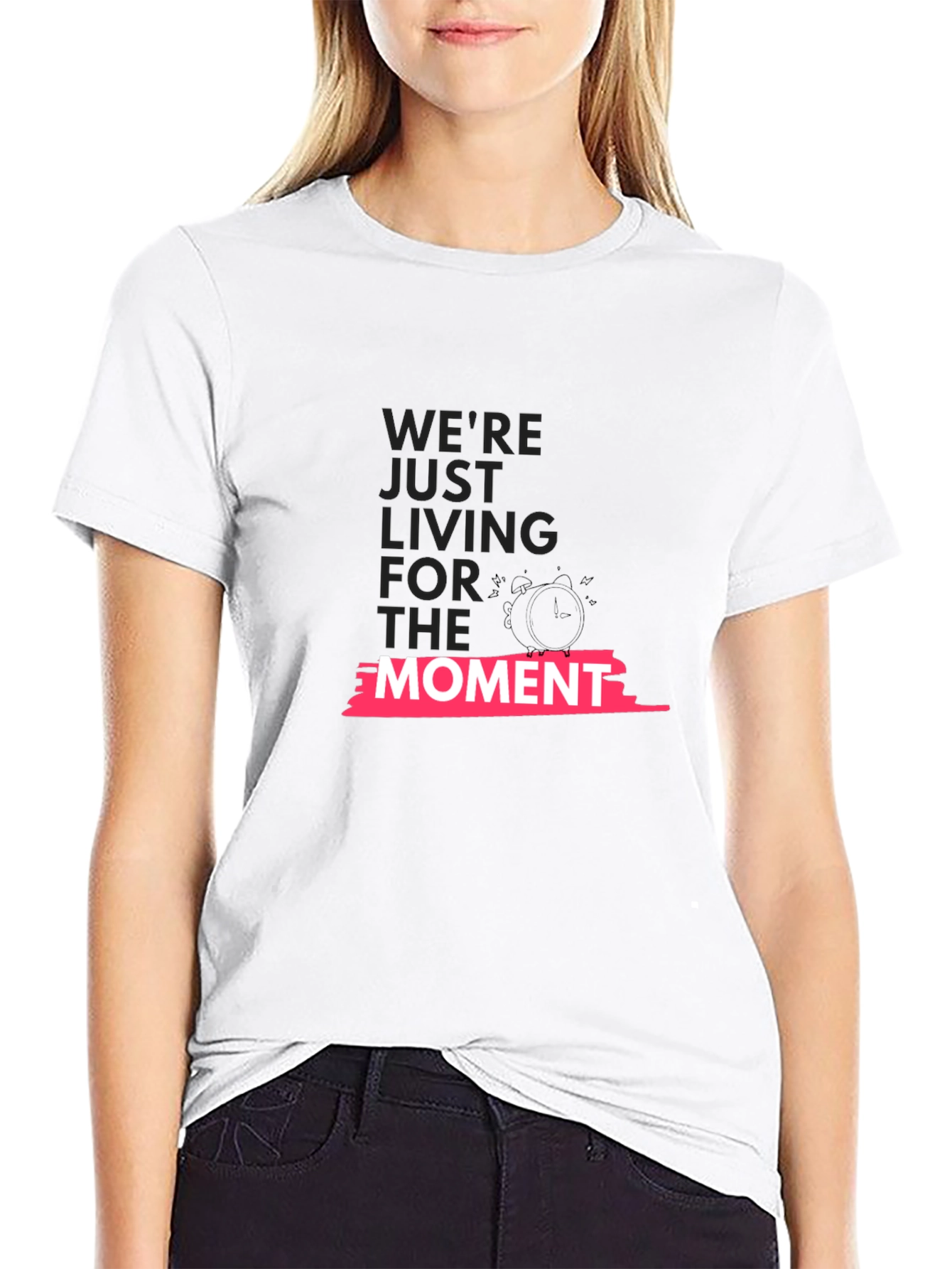 Black Live in the Moment Graphic Tee - Black Cotton Blend view 9
