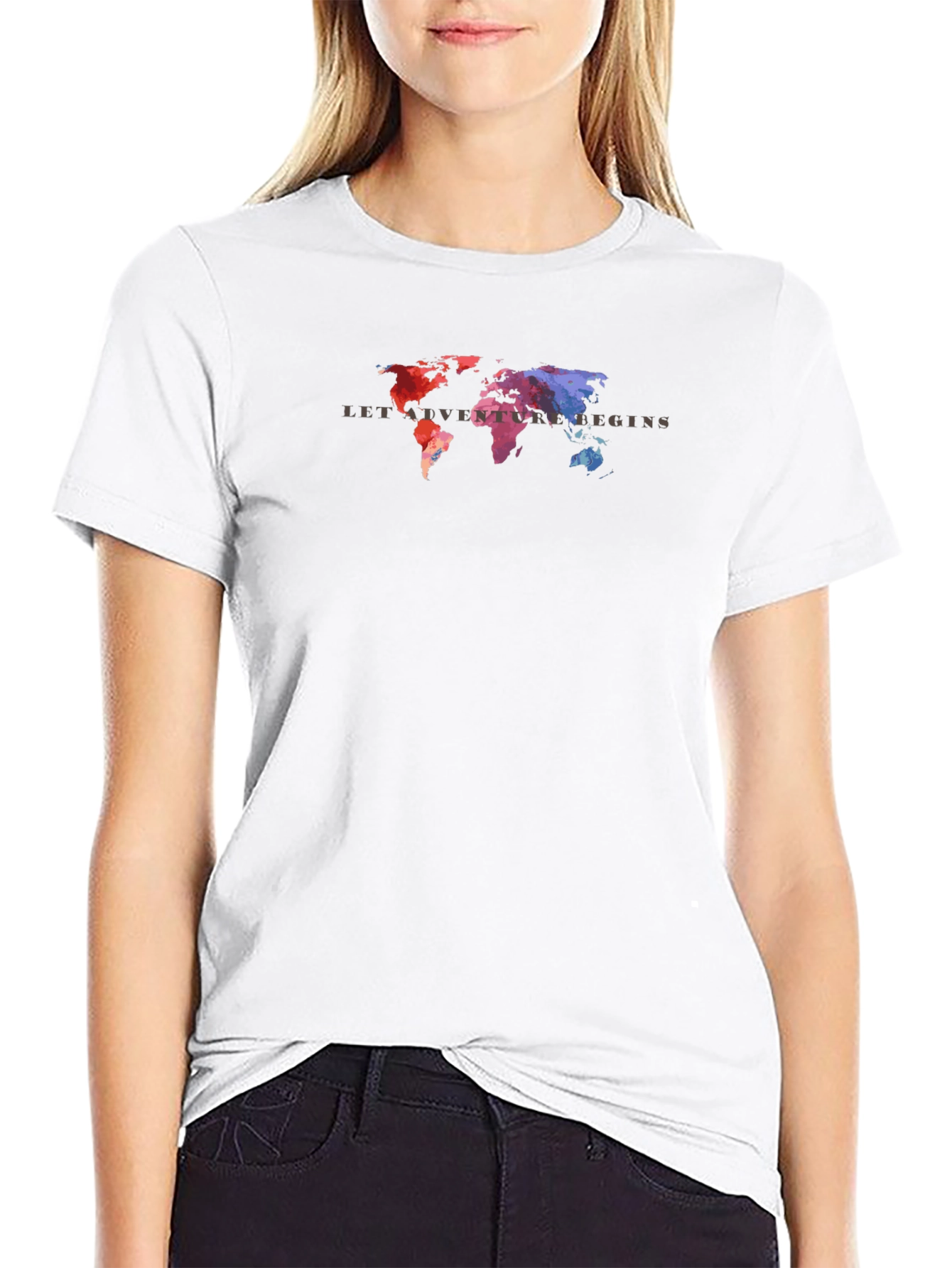 Black Colorful World Map Adventure T-Shirt view 9