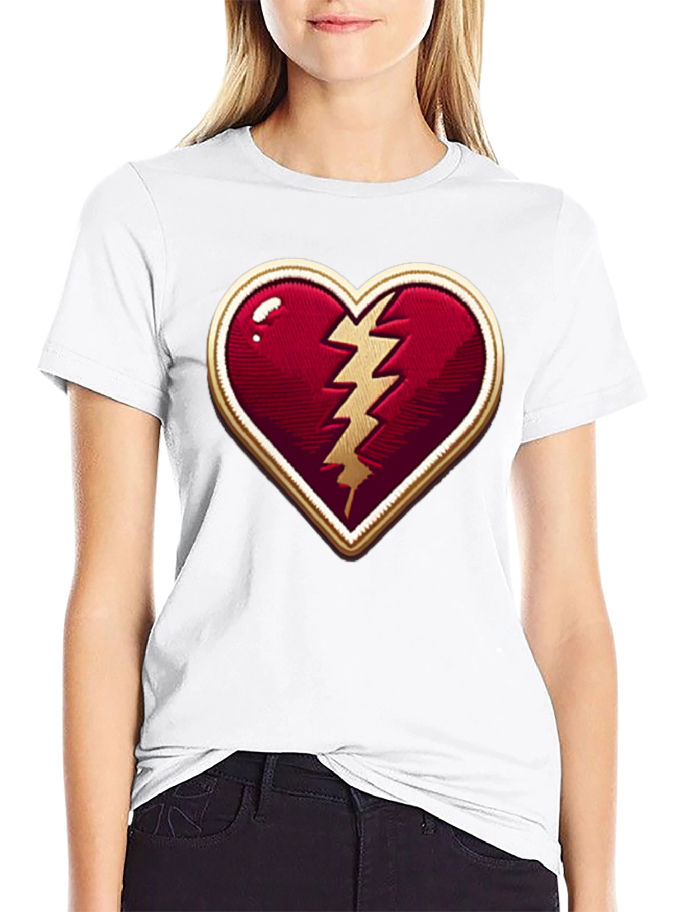 Black Broken Heart Lightning Bolt Graphic Tee - Stylish Comfort view 9