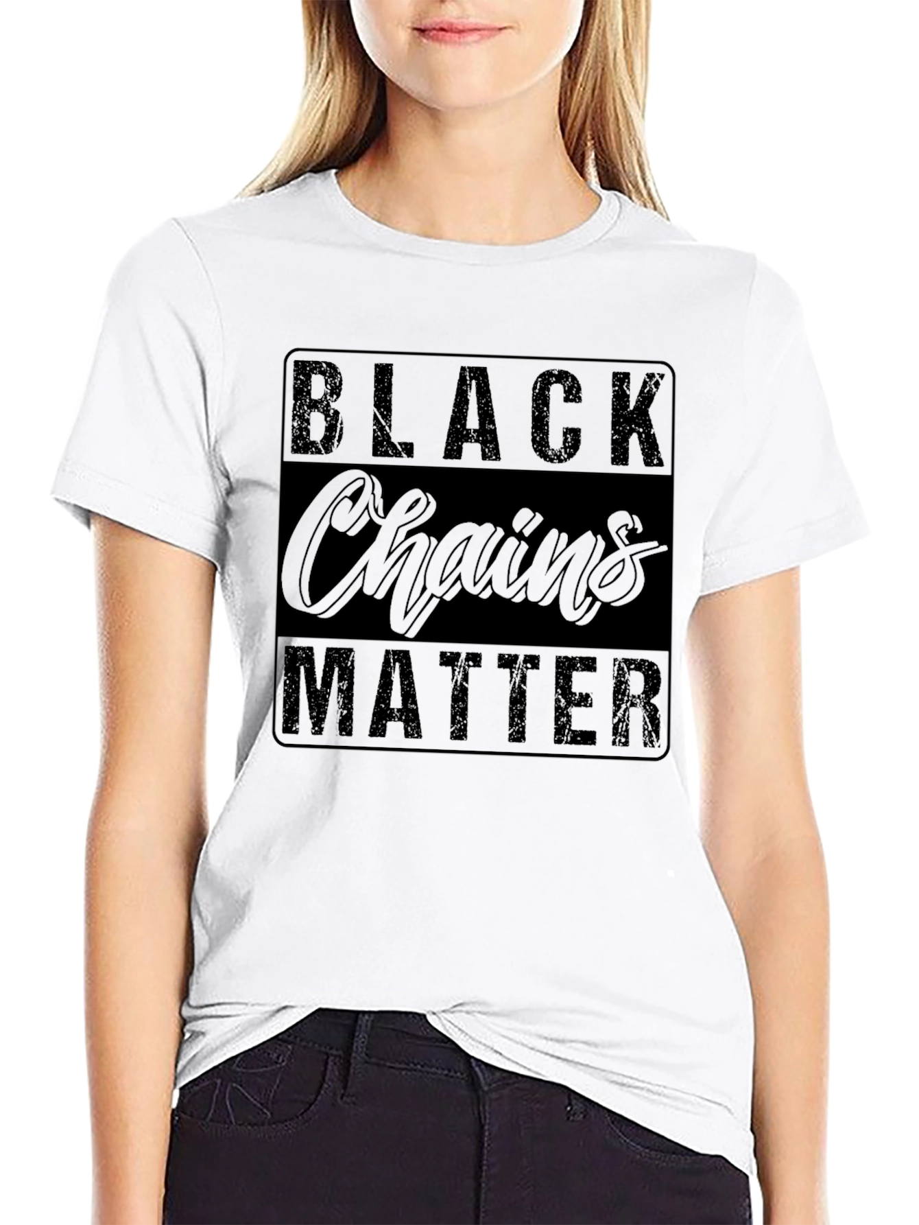 Black Black Chains Matter Graphic T-Shirt view 9