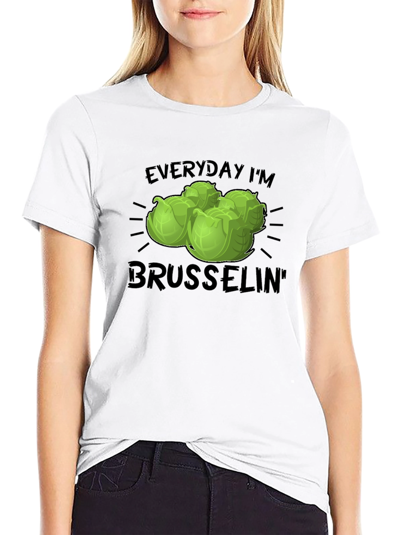 Black Everyday I'm Brussels Sprouts T-Shirt view 9