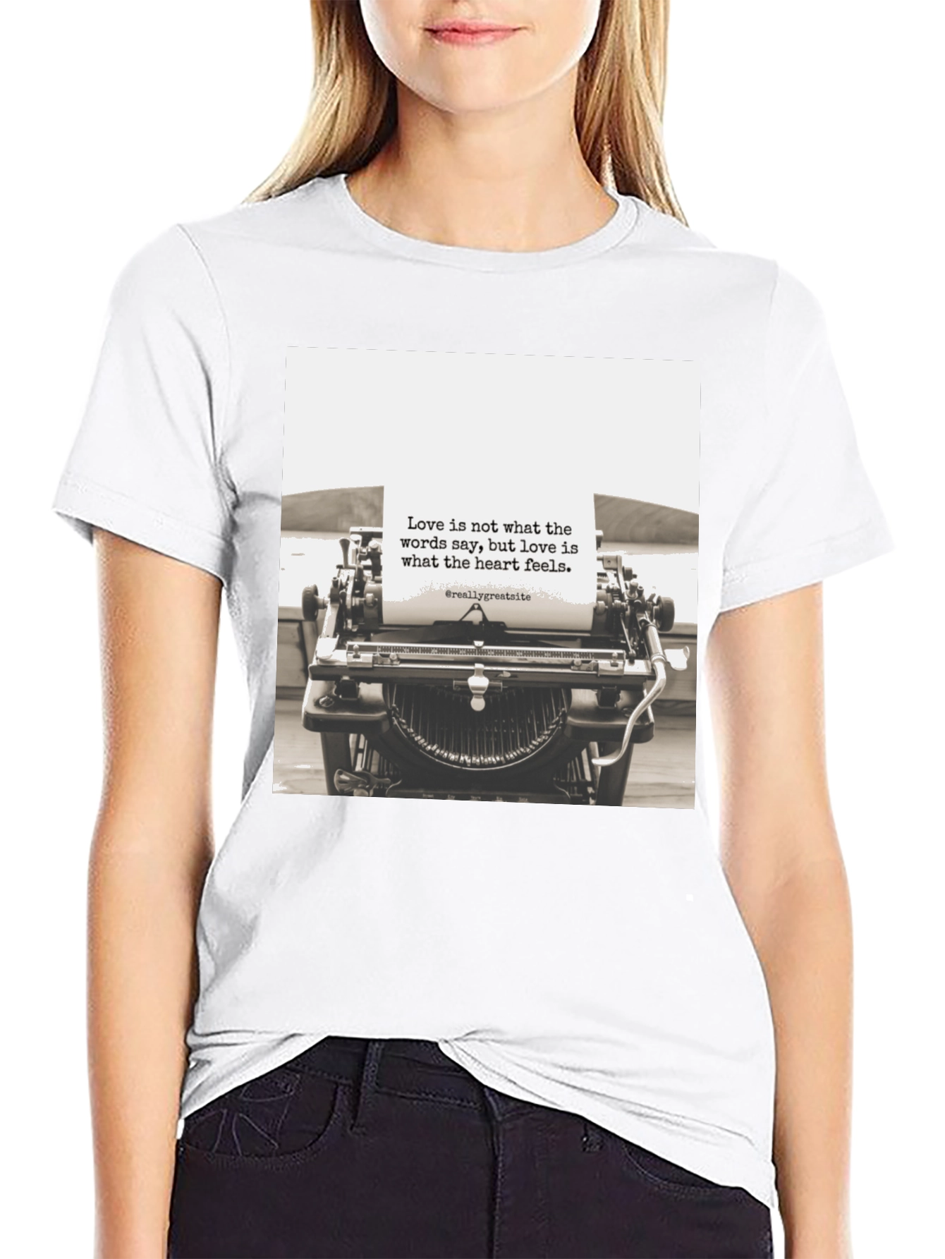 Black Love Quote Typewriter Graphic Tee - Unisex Black T-Shirt view 9
